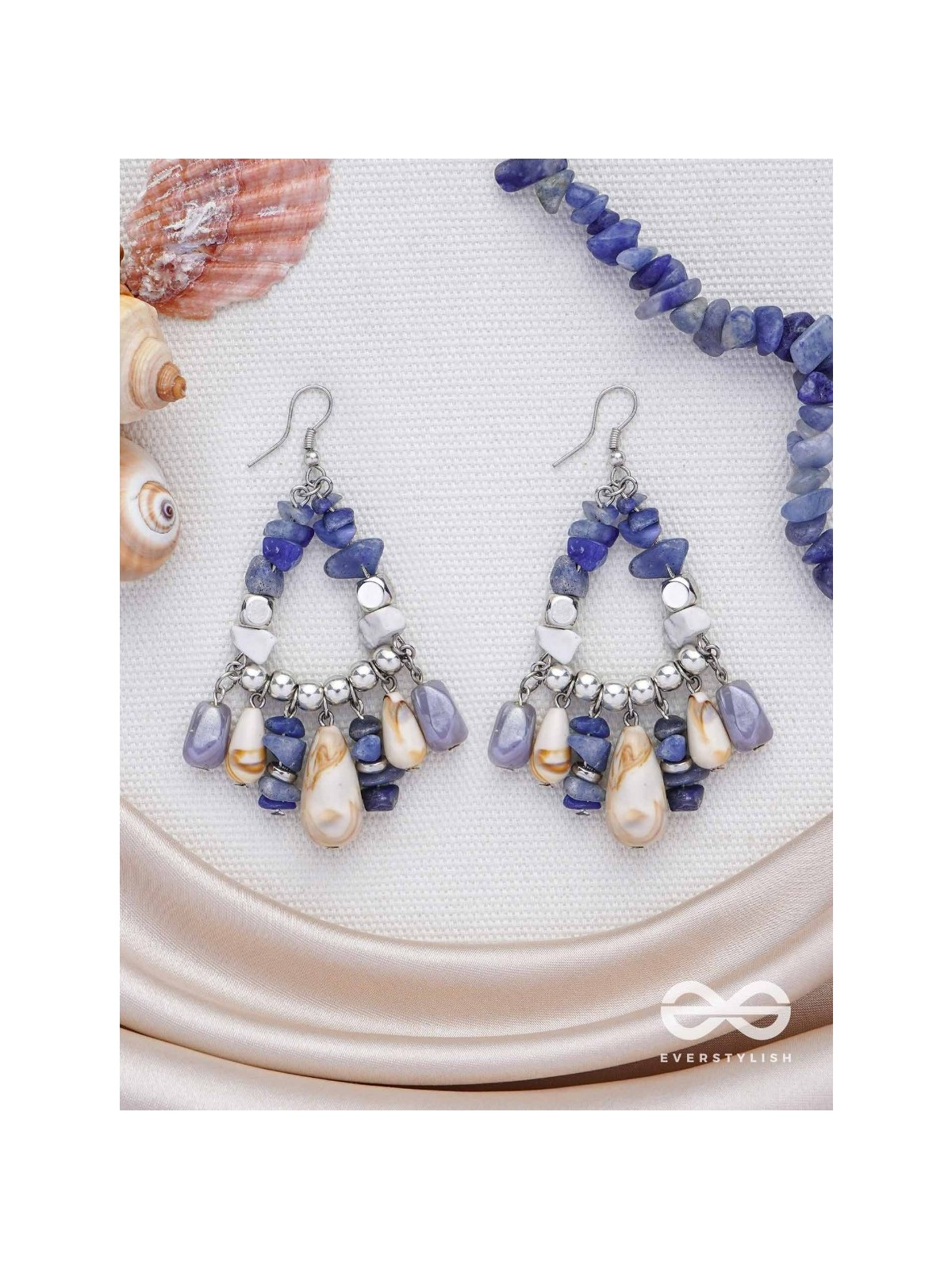 The Seaborn Sapphires - Stones And Glass Drops Earrings