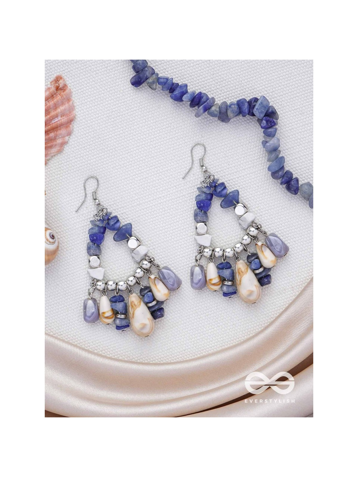 The Seaborn Sapphires - Stones And Glass Drops Earrings