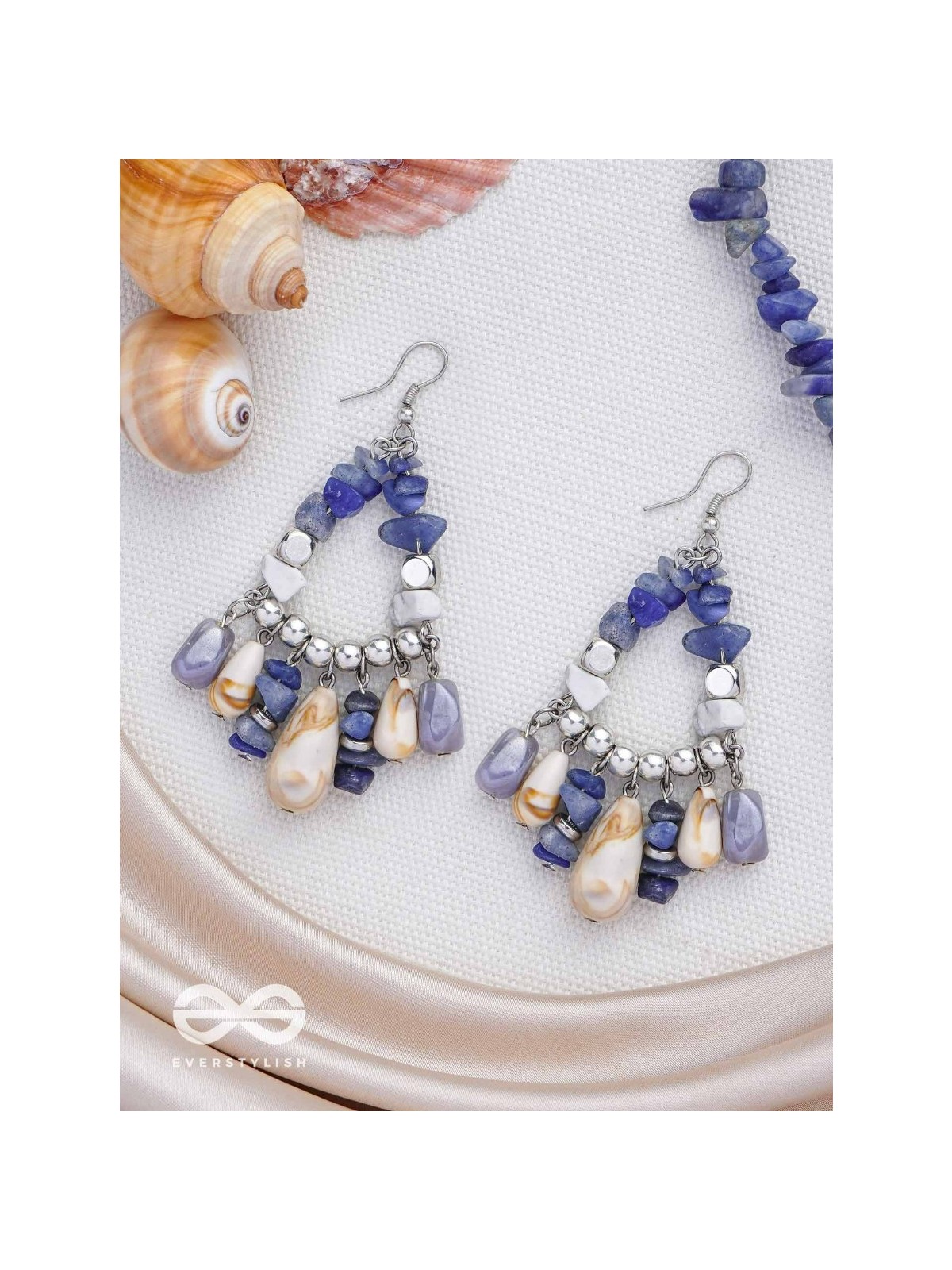 The Seaborn Sapphires - Stones And Glass Drops Earrings