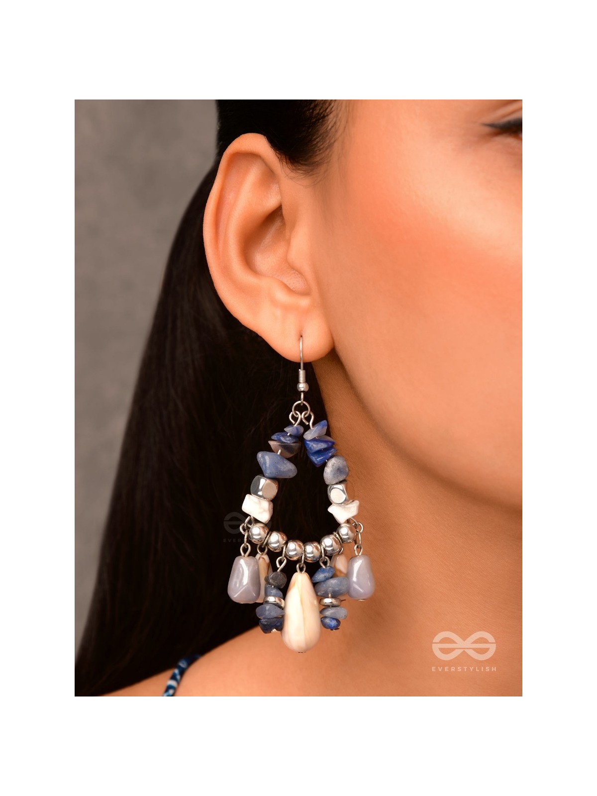 The Seaborn Sapphires - Stones And Glass Drops Earrings