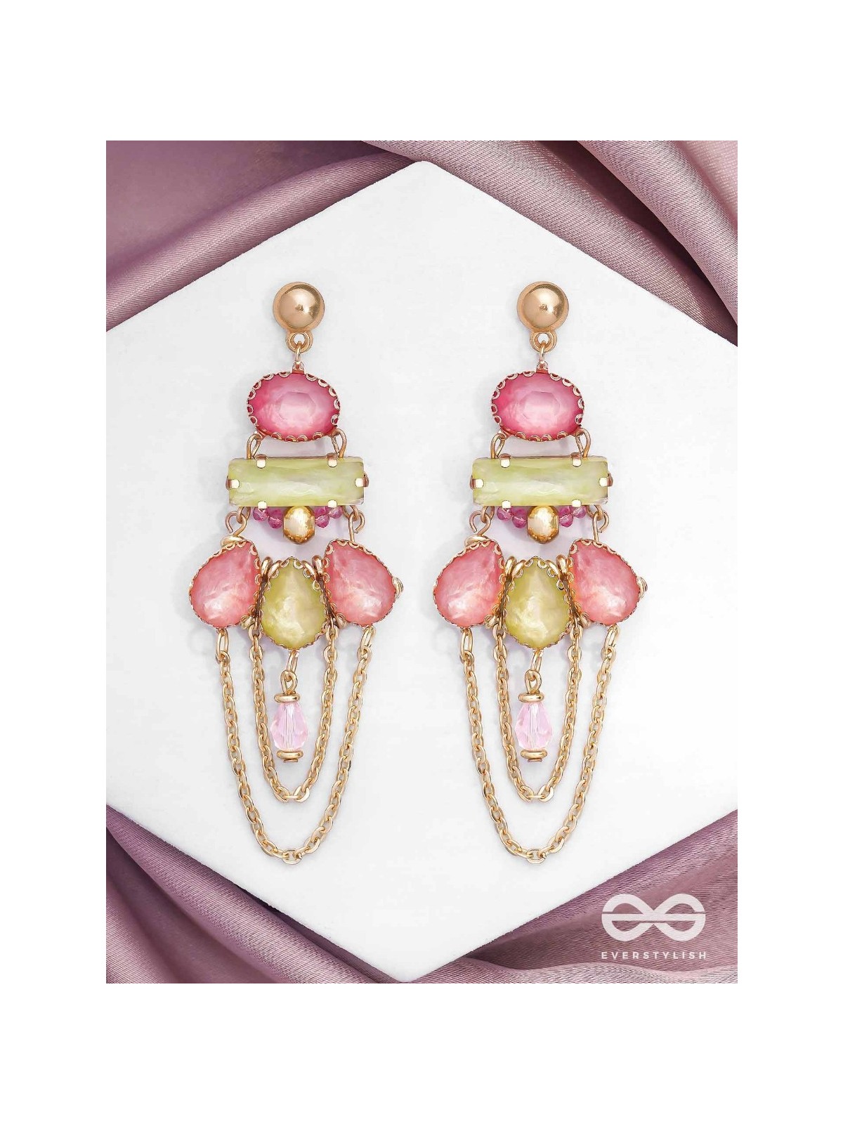 The Rosewood Radiance - Golden Embellished Earrings
