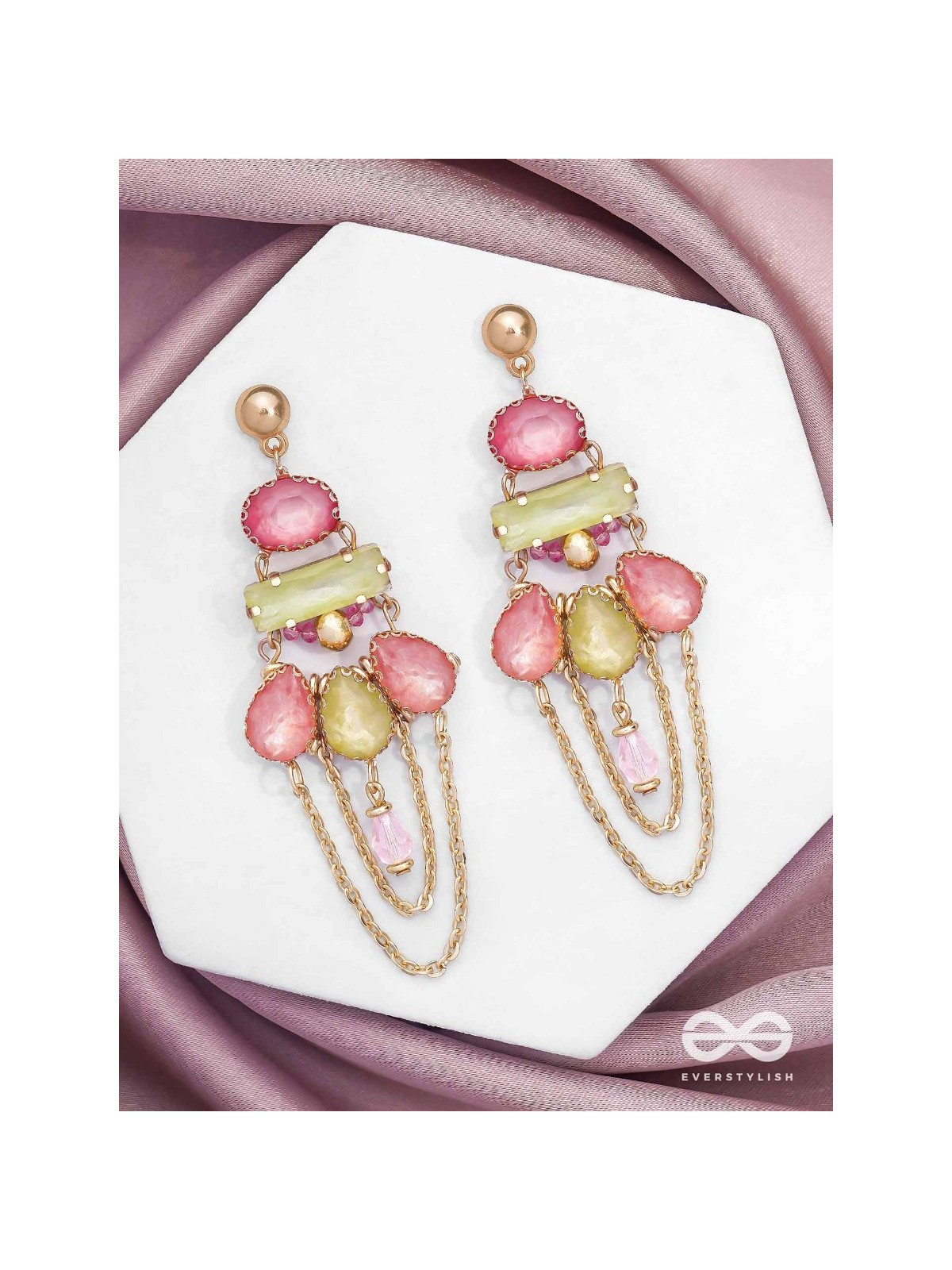 The Rosewood Radiance - Golden Embellished Earrings