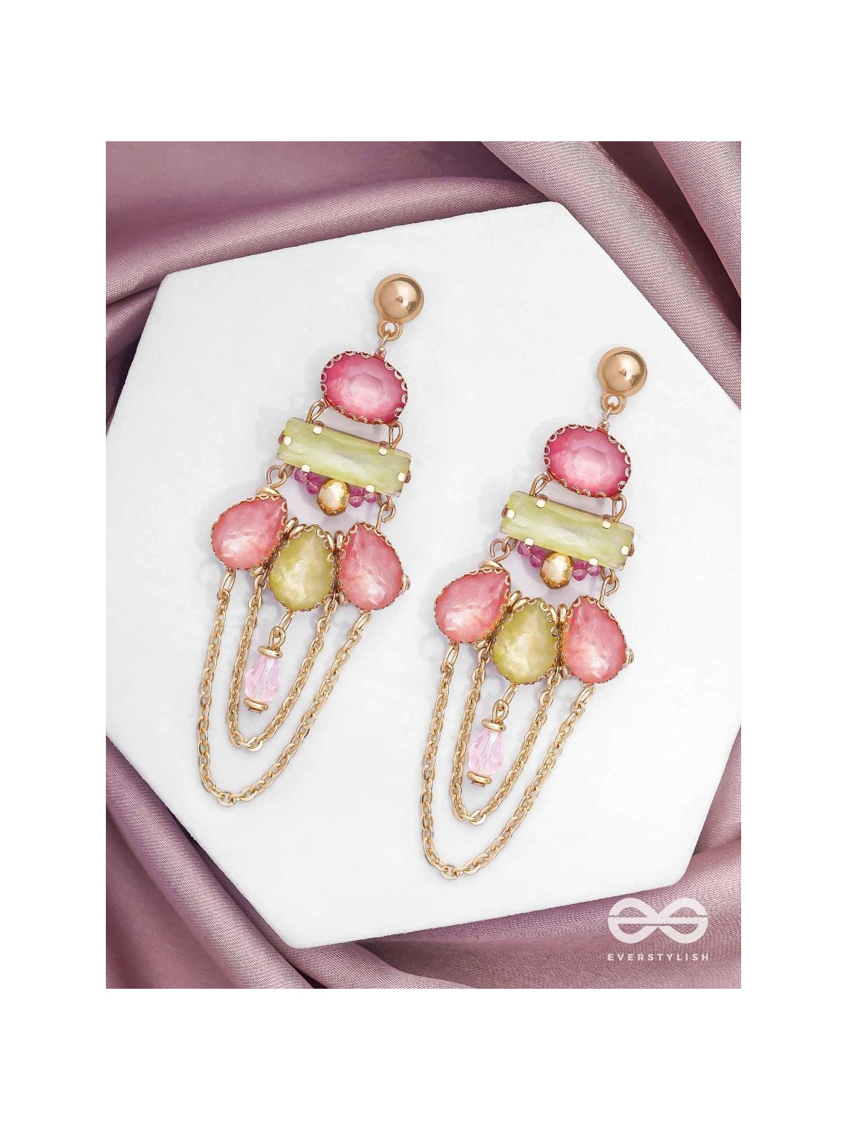 The Rosewood Radiance - Golden Embellished Earrings