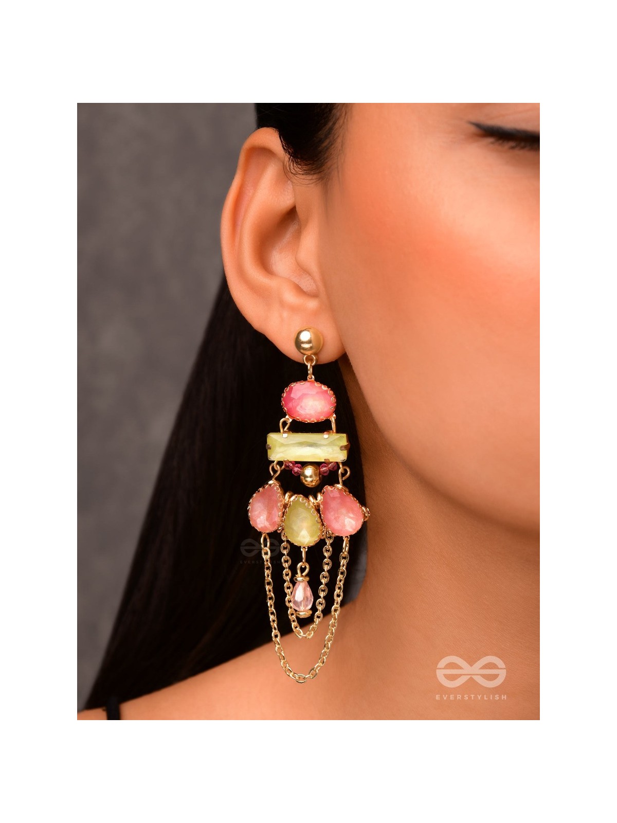 The Rosewood Radiance - Golden Embellished Earrings