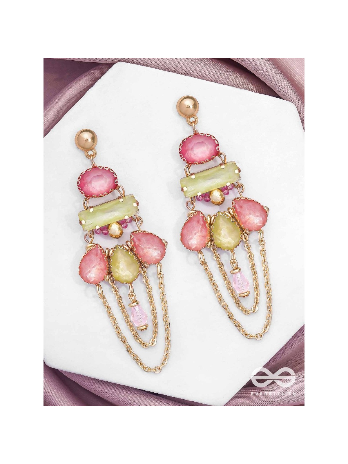 The Rosewood Radiance - Golden Embellished Earrings