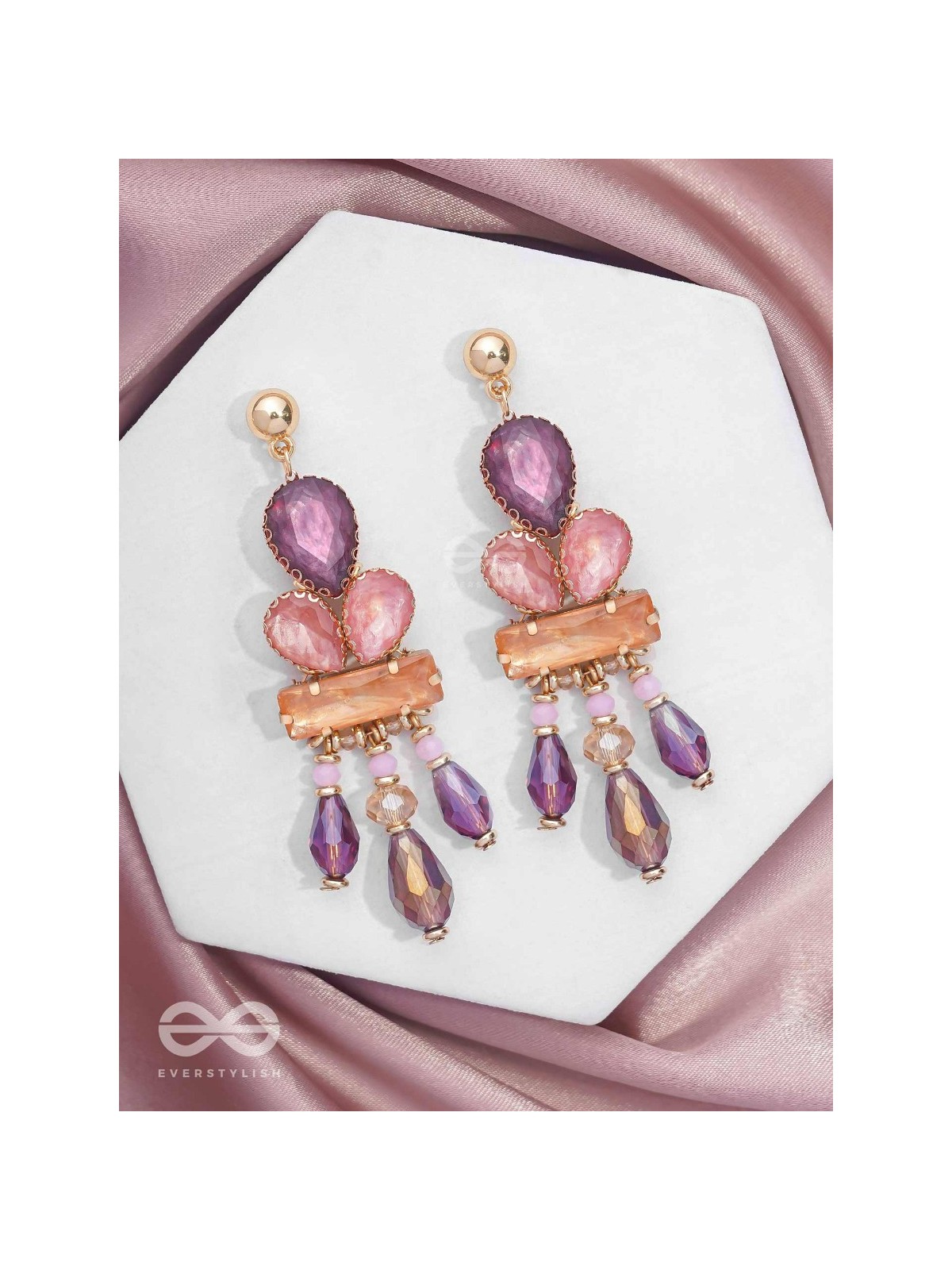 The Radiant Cascade - Golden Embellished Earrings