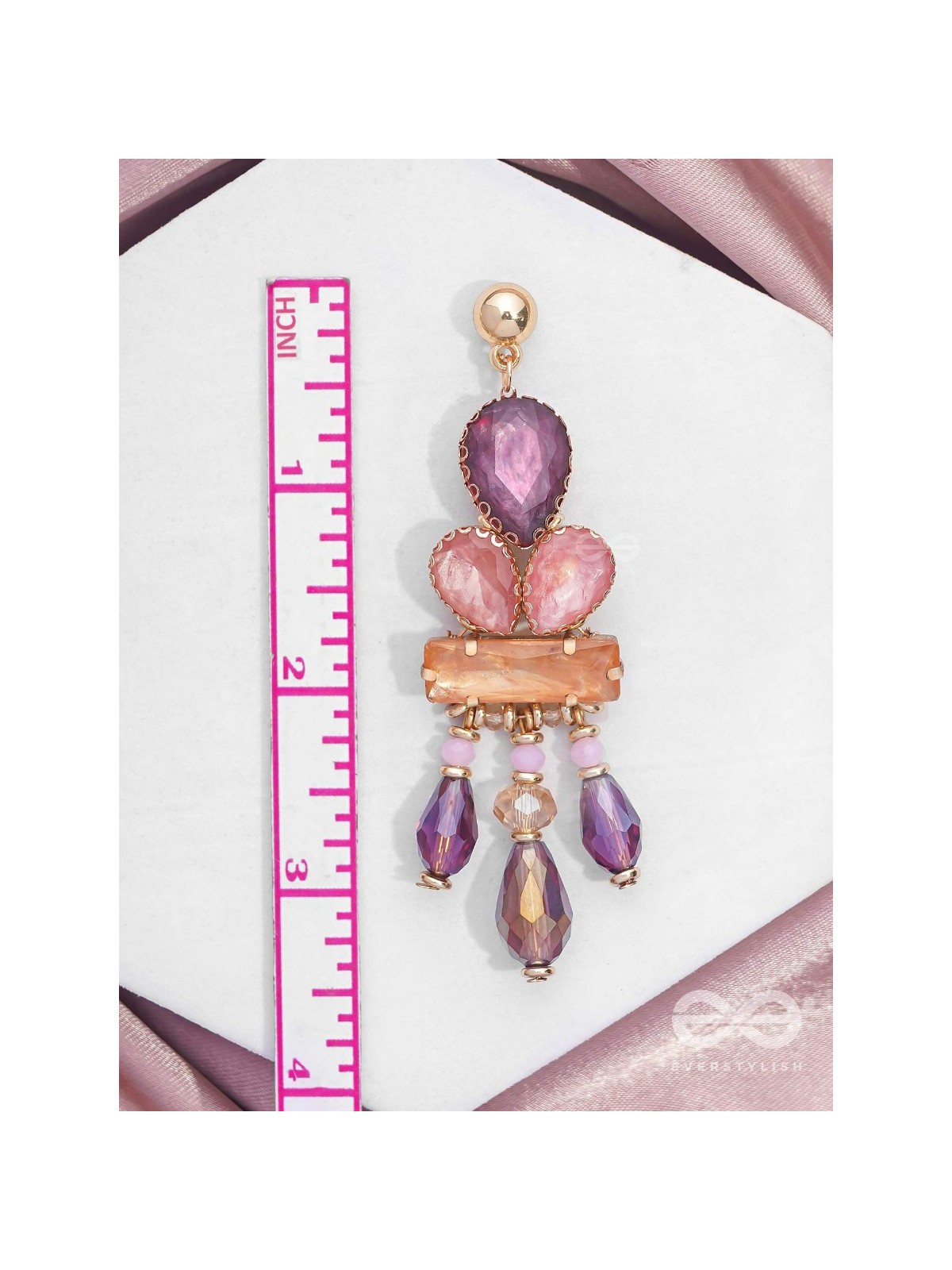 The Radiant Cascade - Golden Embellished Earrings