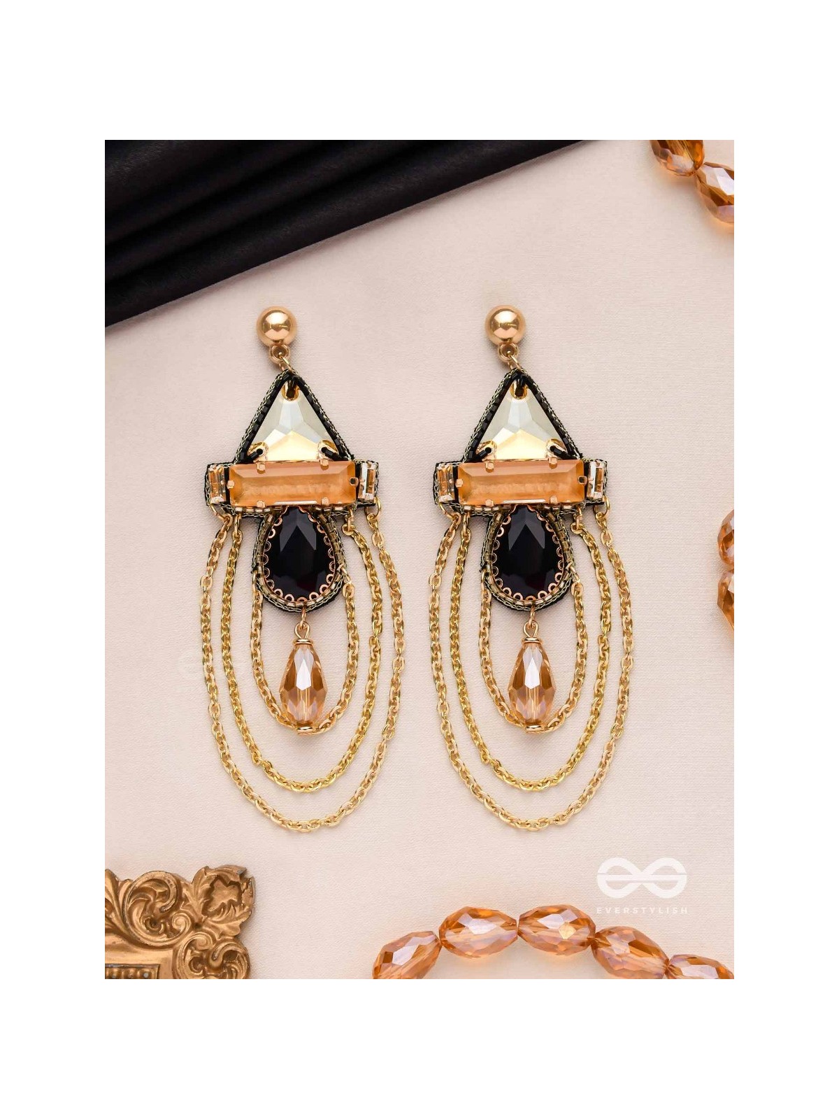 The Dusky Prisms - Embellished Golden Earrings