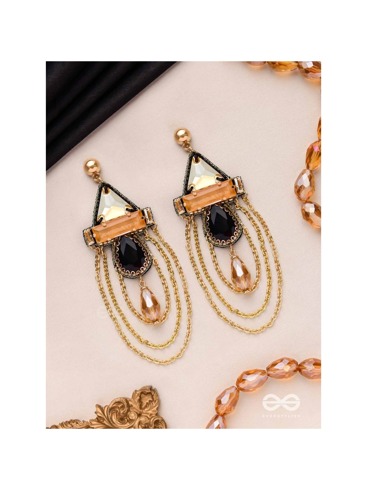 The Dusky Prisms - Embellished Golden Earrings
