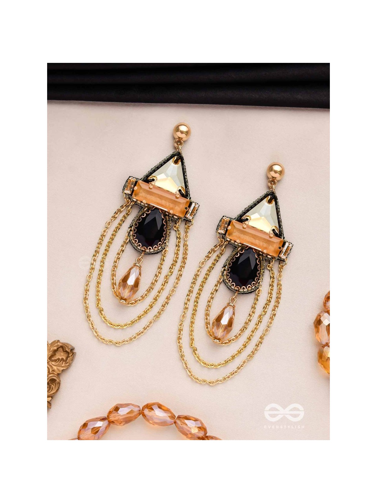 The Dusky Prisms - Embellished Golden Earrings