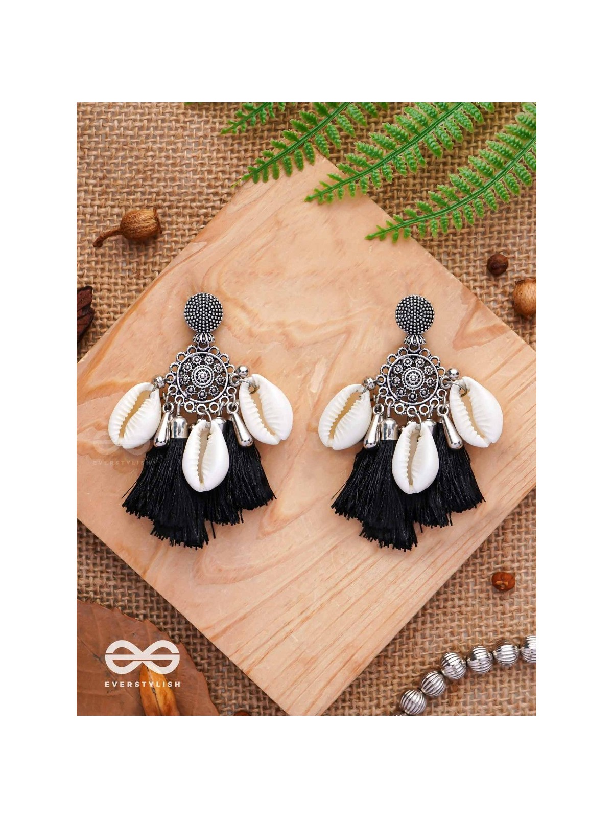 Midnight Swirls - Oxidised Earrings