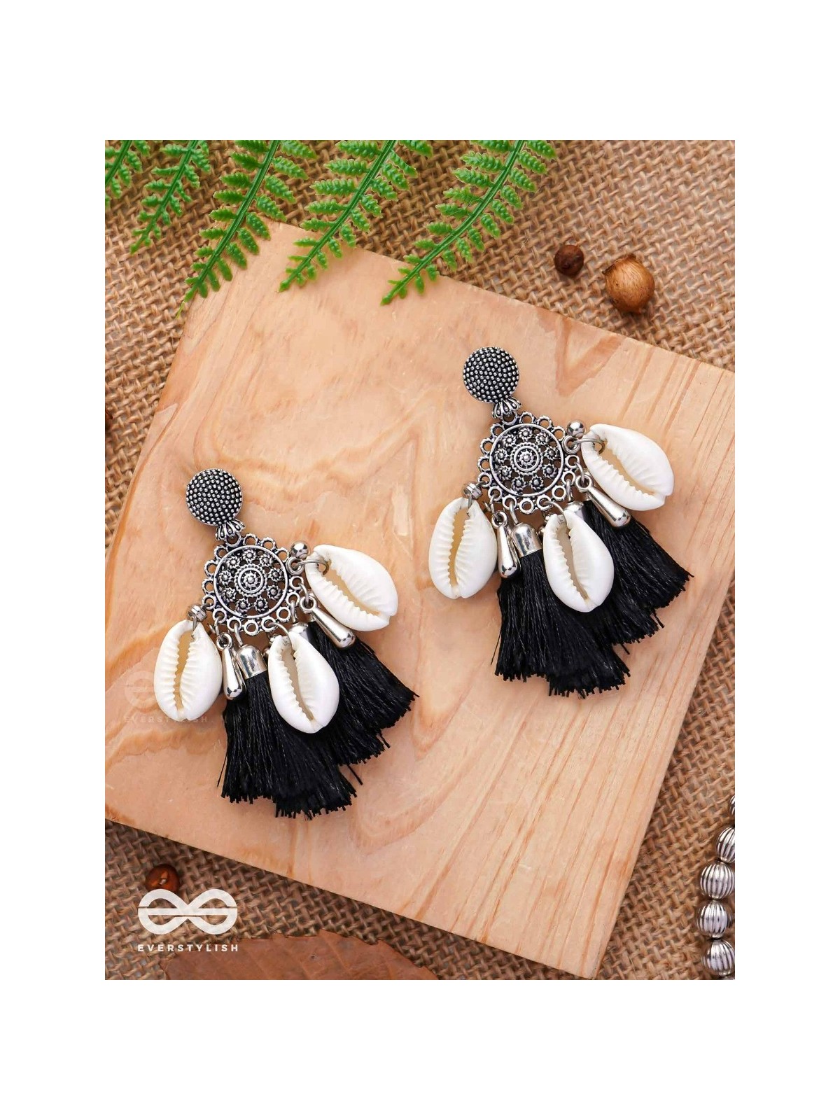 Midnight Swirls - Oxidised Earrings