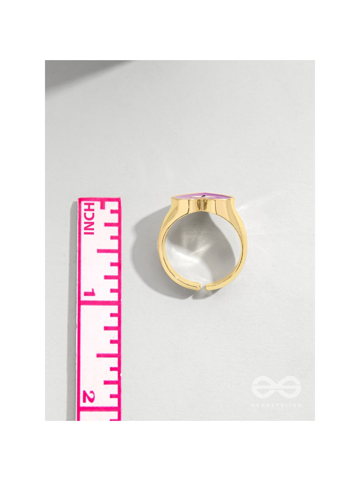 Eye Heart You - Purple Enamelled Golden Ring (Adjustable)