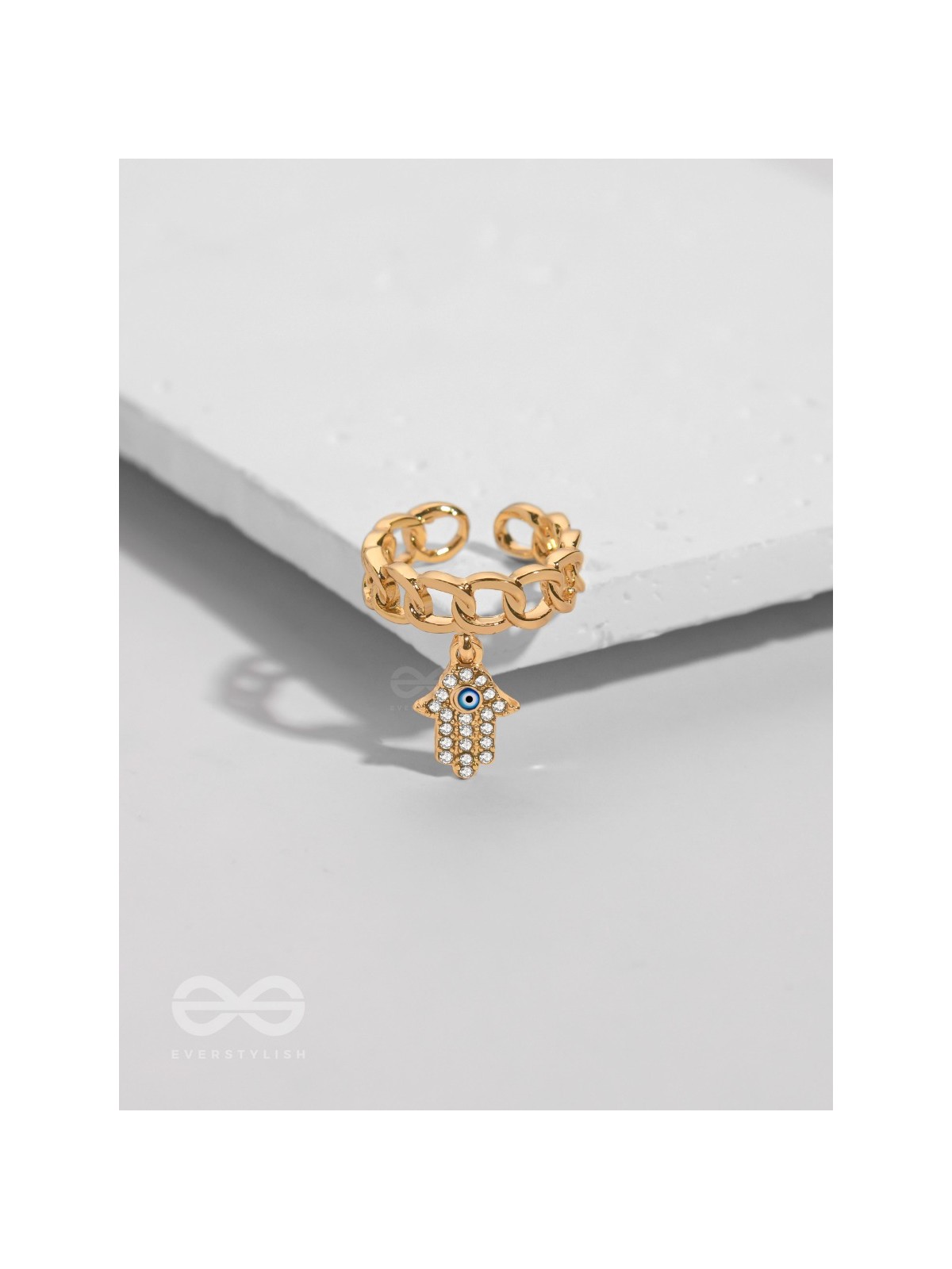 Gentle Spirits - Golden Embellished Charm Ring (Adjustable)