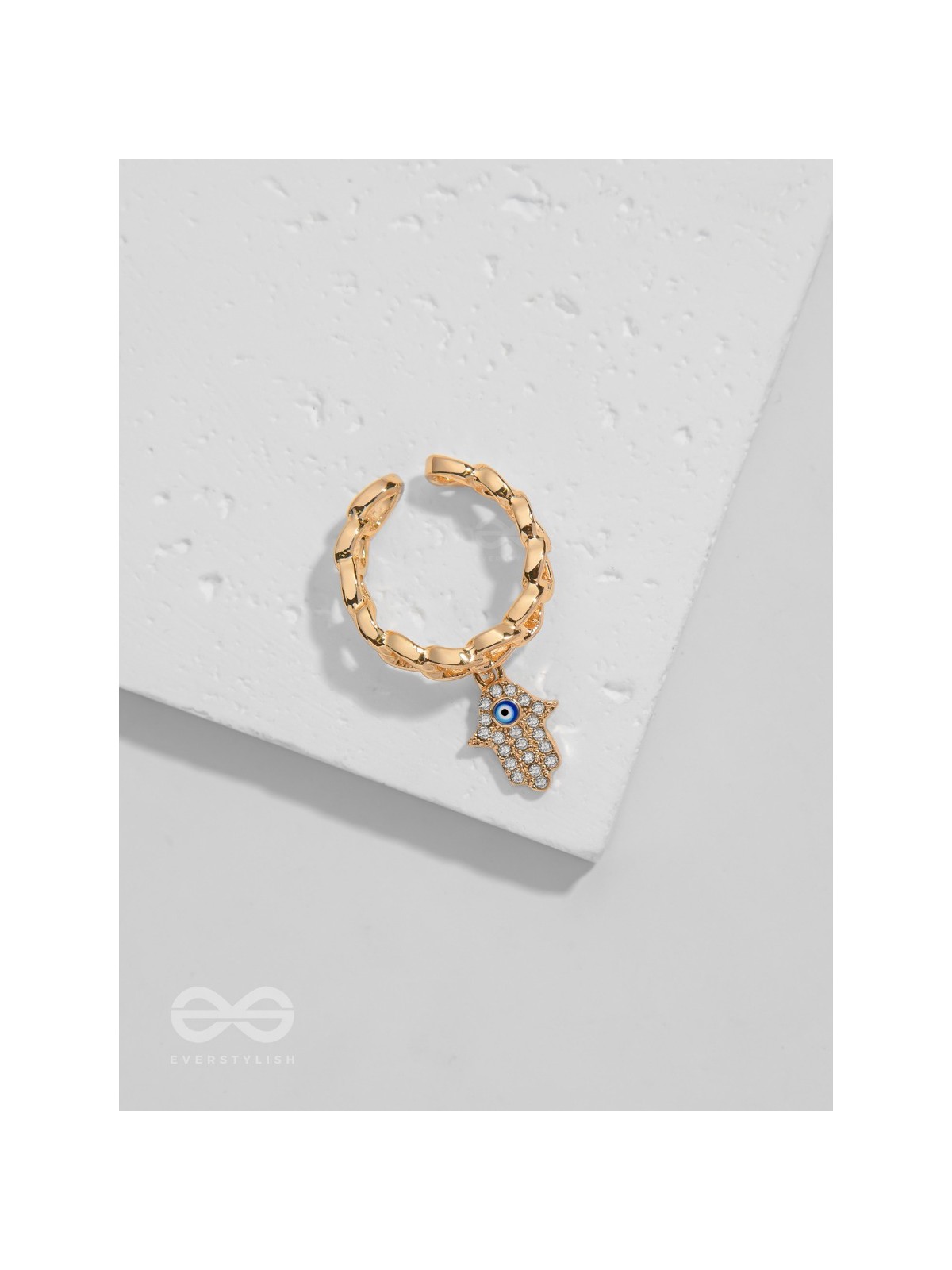 Gentle Spirits - Golden Embellished Charm Ring (Adjustable)