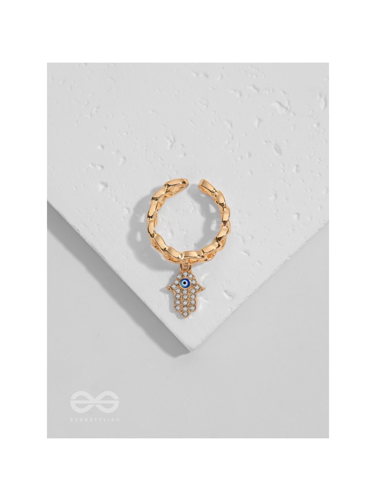 Gentle Spirits - Golden Embellished Charm Ring (Adjustable)