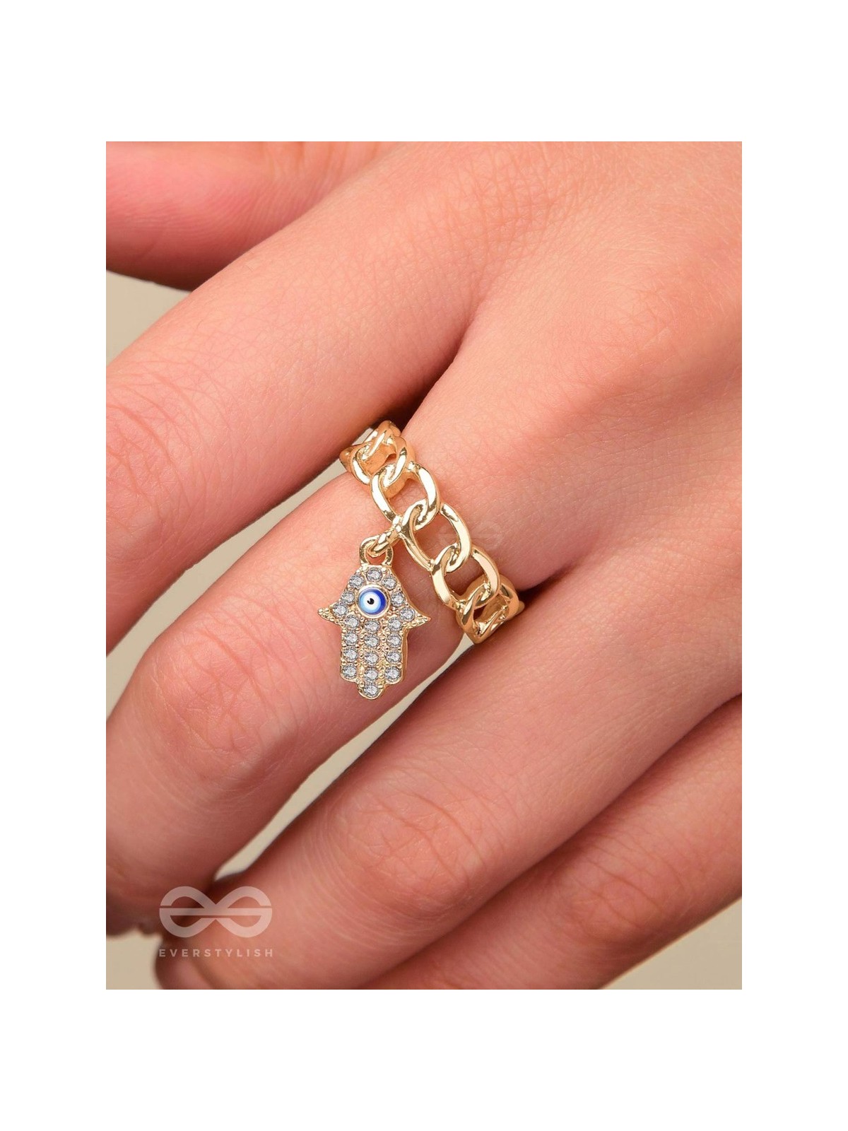 Gentle Spirits - Golden Embellished Charm Ring (Adjustable)