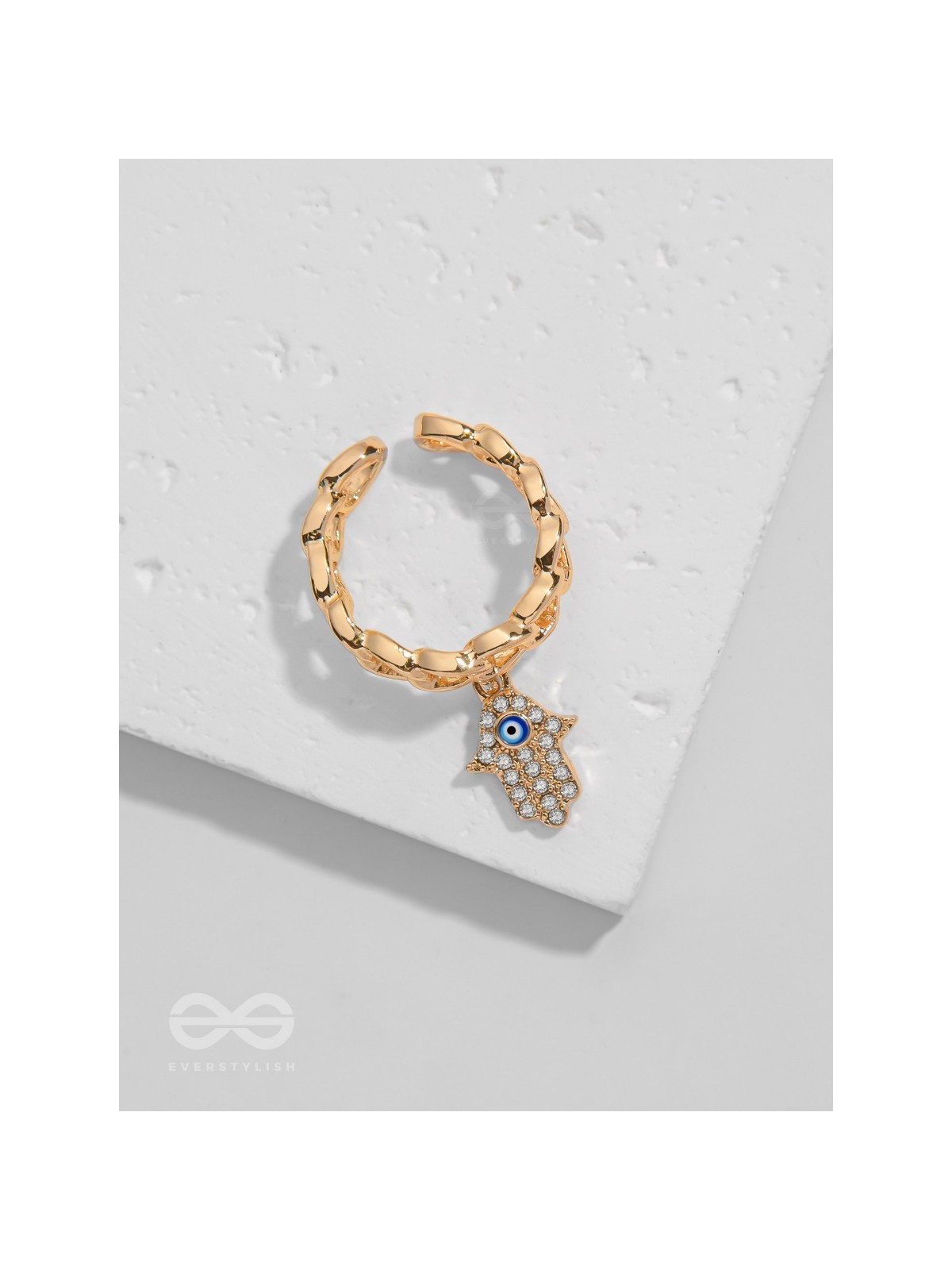 Gentle Spirits - Golden Embellished Charm Ring (Adjustable)
