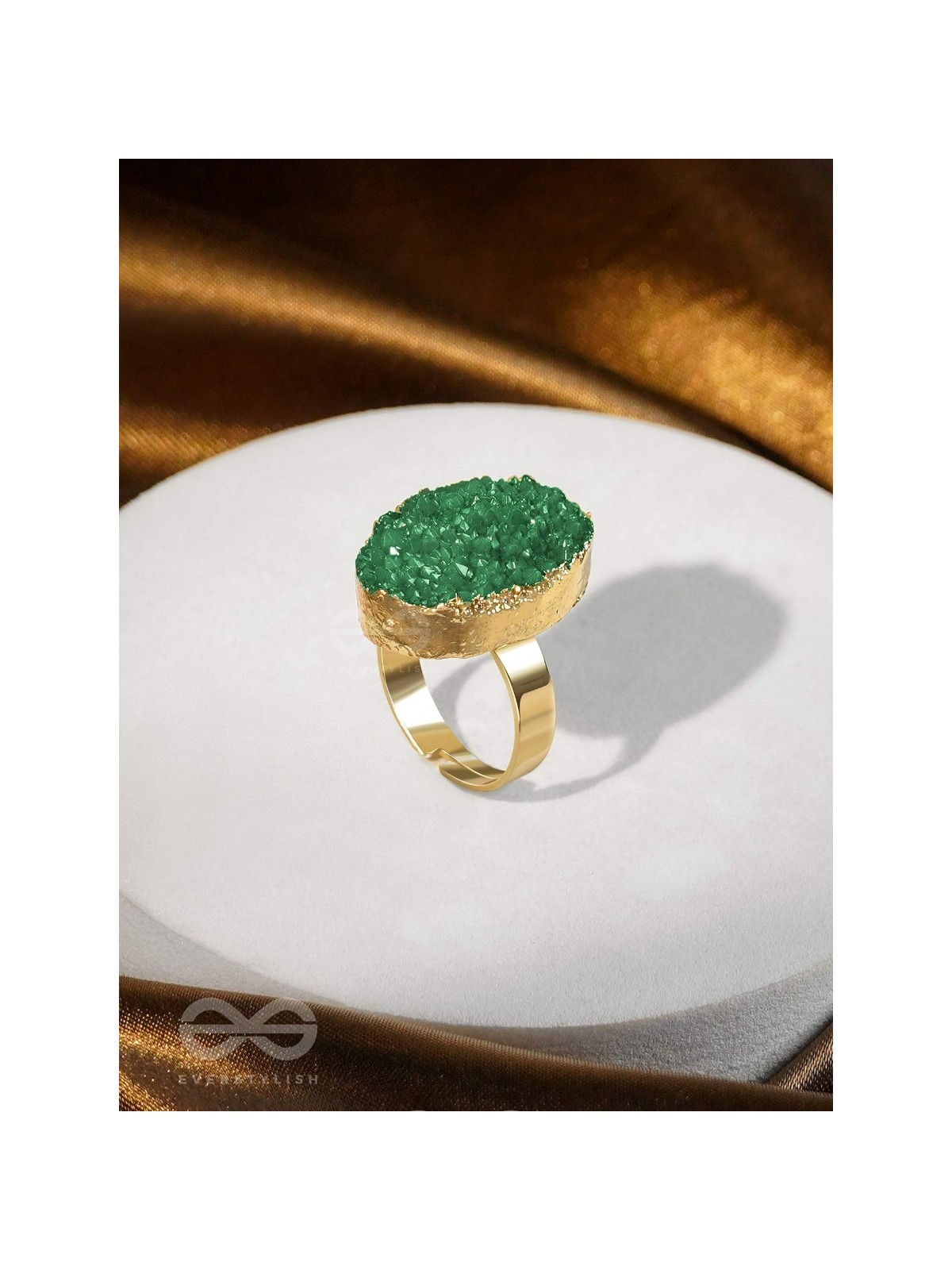 Crystal Frost - Green Druzy Ring (Adjustable)