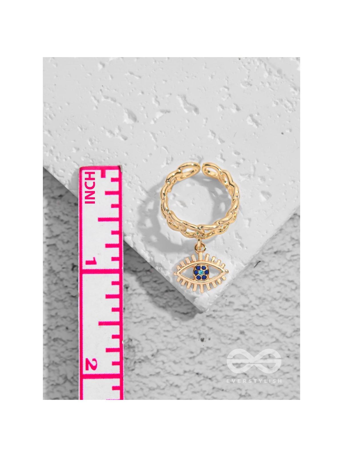 The Visionary Eye - Golden Embellished Charm Ring (Adjustable)