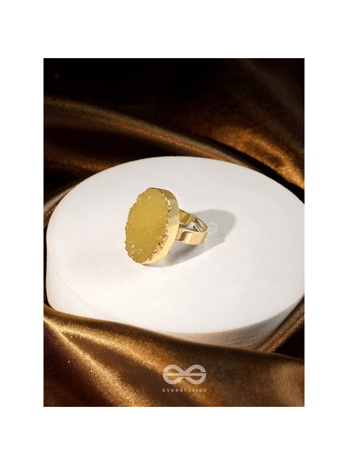 Crystal Frost - Yellow Druzy Ring (Adjustable)