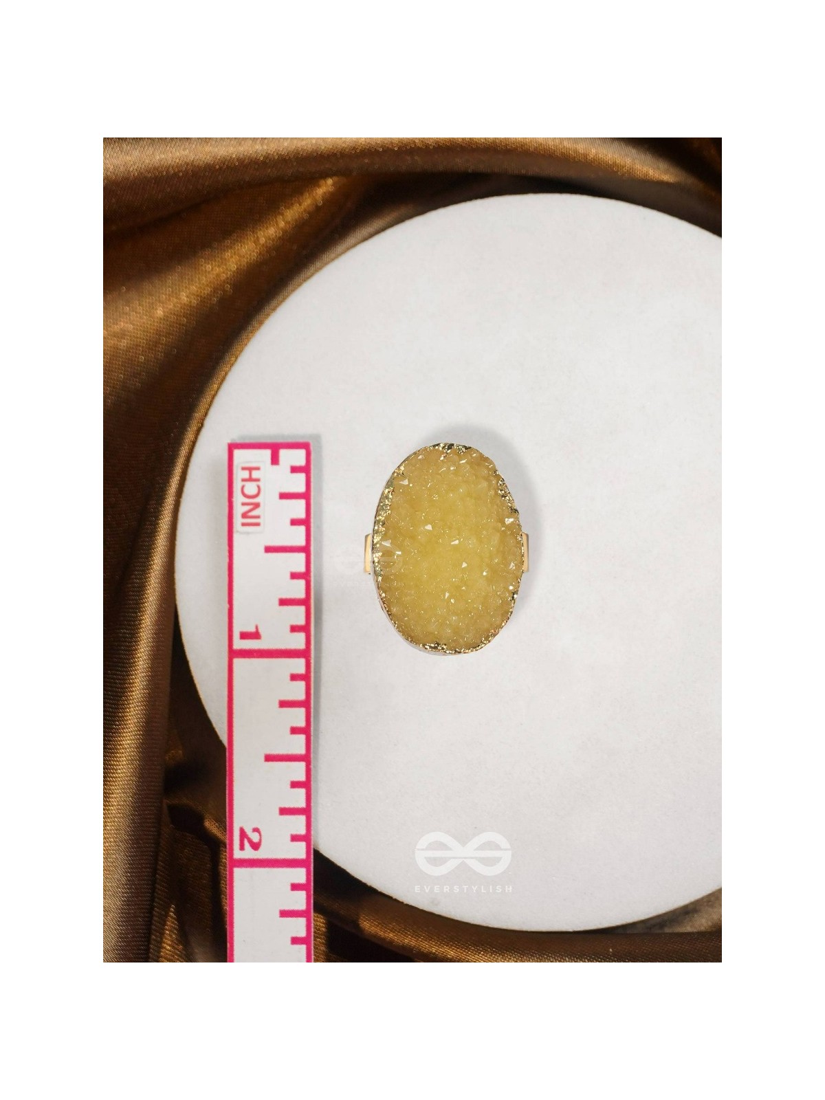 Crystal Frost - Yellow Druzy Ring (Adjustable)