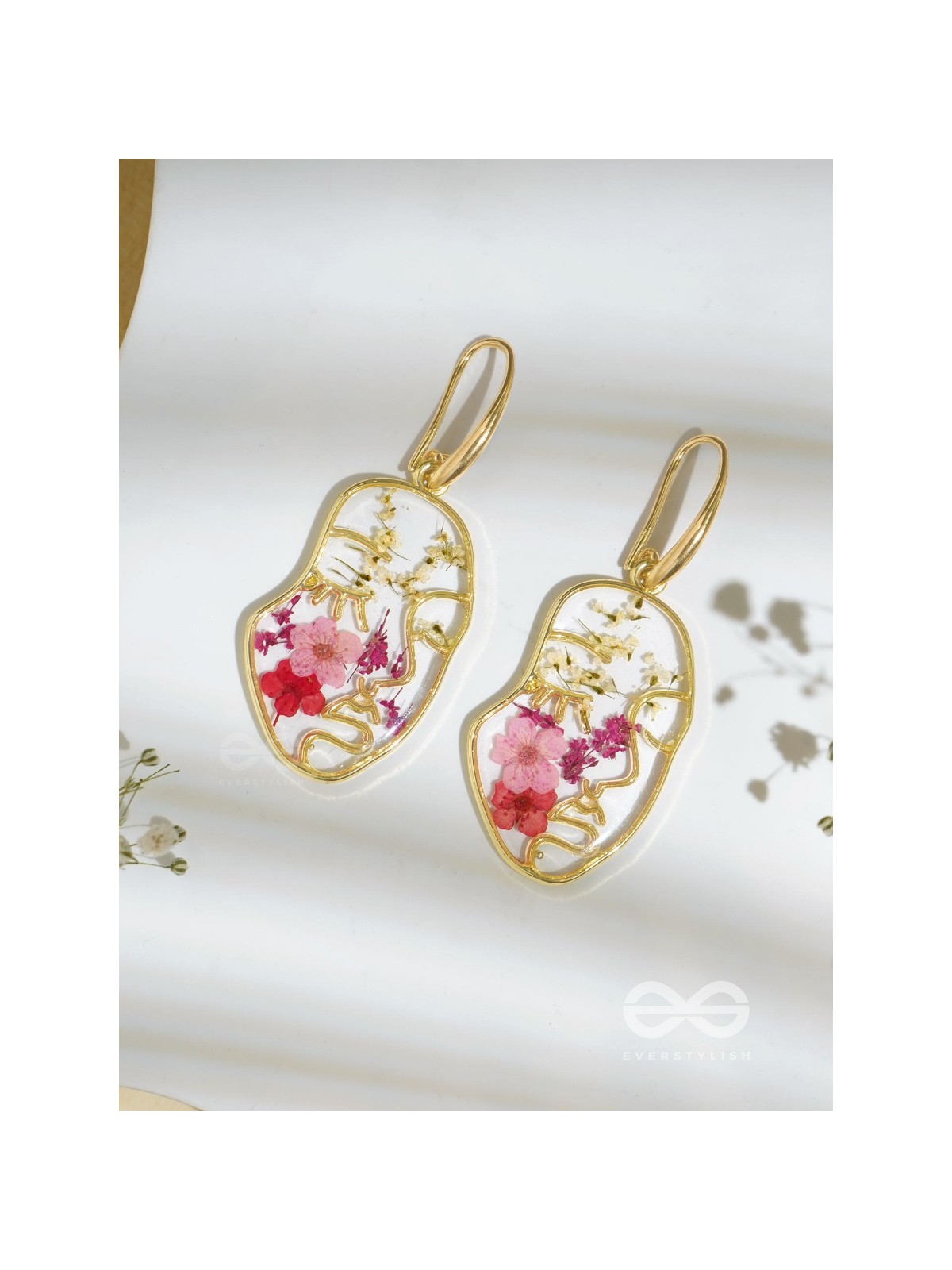 Rosie Reflections - Pressed Flower Resin Earrings