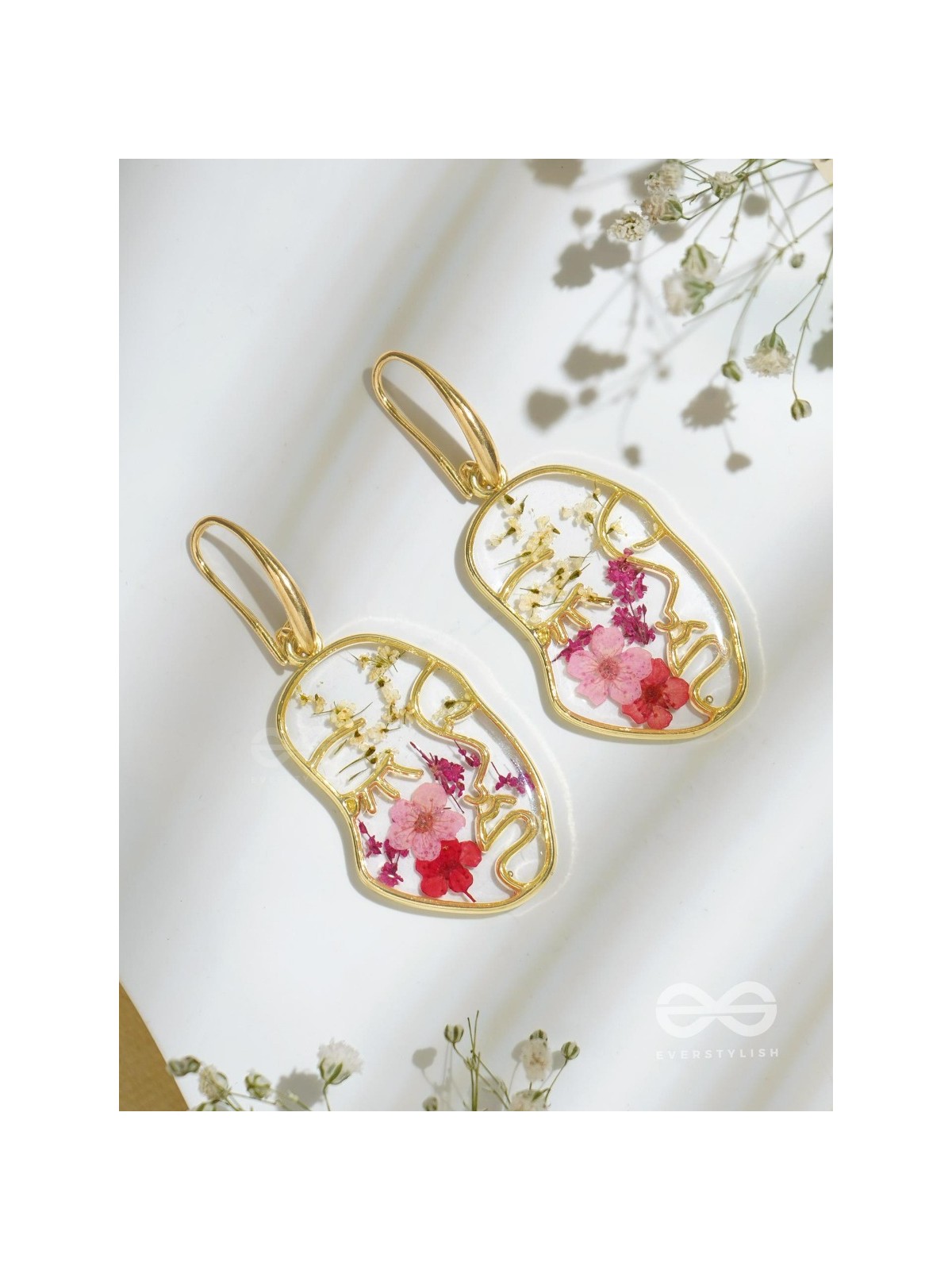 Rosie Reflections - Pressed Flower Resin Earrings