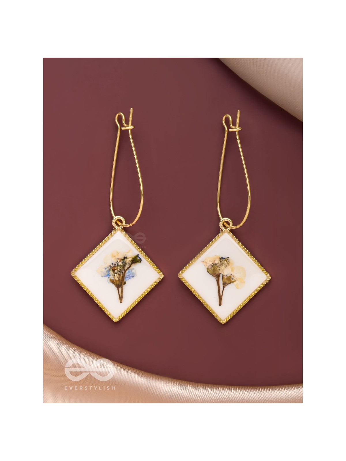 Pure Petals - Pressed Flower White Resin Earrings