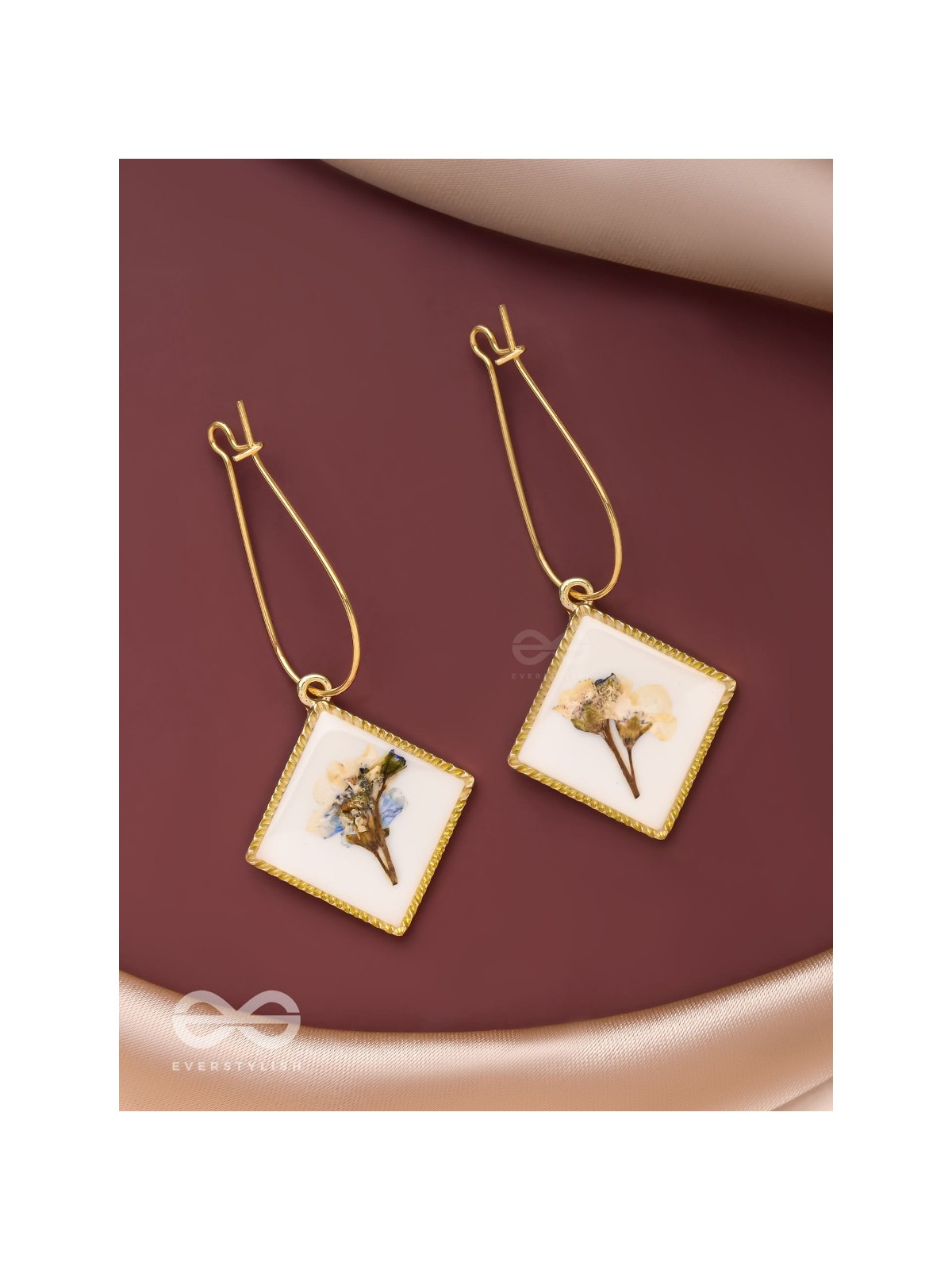 Pure Petals - Pressed Flower White Resin Earrings