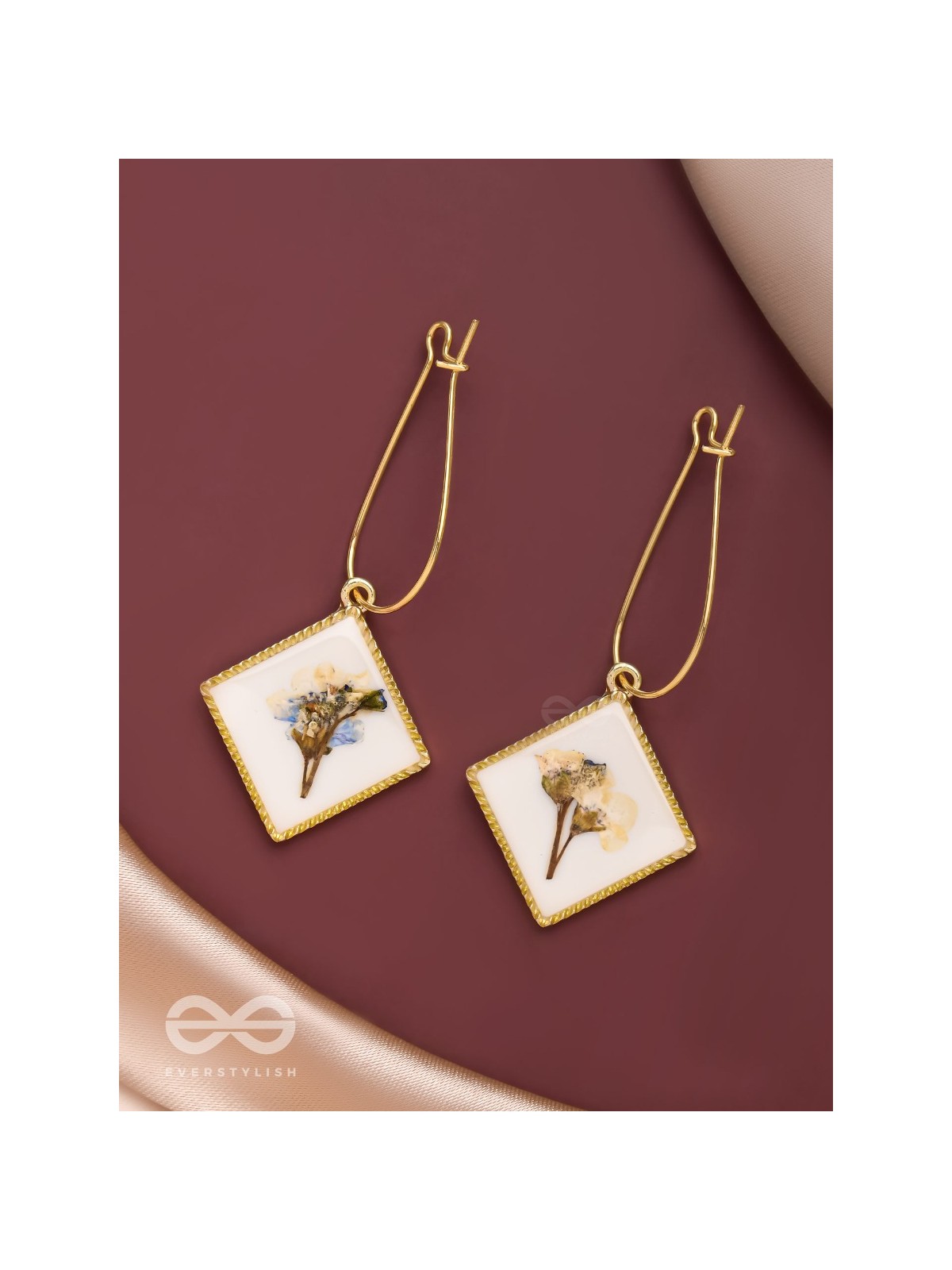 Pure Petals - Pressed Flower White Resin Earrings