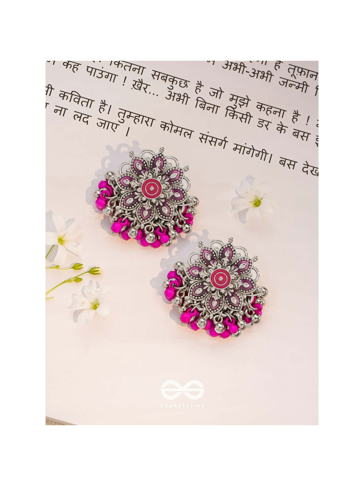 The Blooming Beauties - Enamelled Oxidised Earrings
