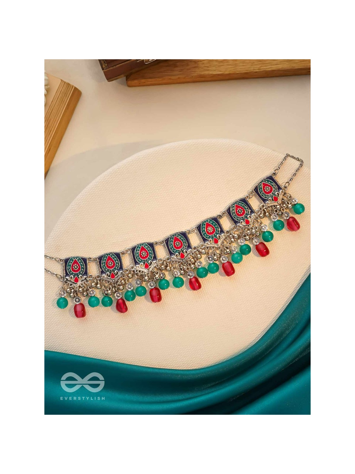 Sky Blush Swirls - Statement Enamelled Oxidised Neckpiece