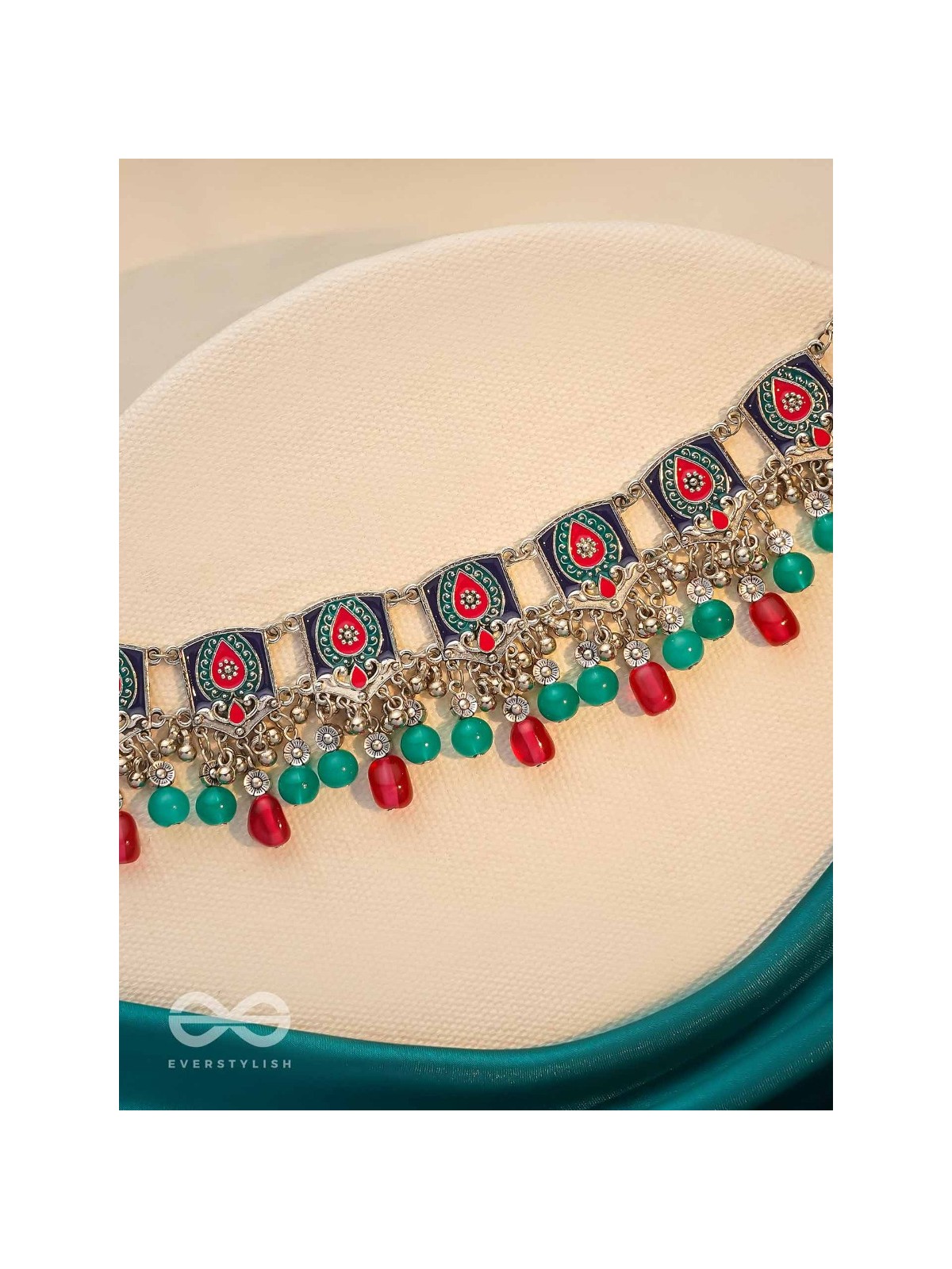 Sky Blush Swirls - Statement Enamelled Oxidised Neckpiece