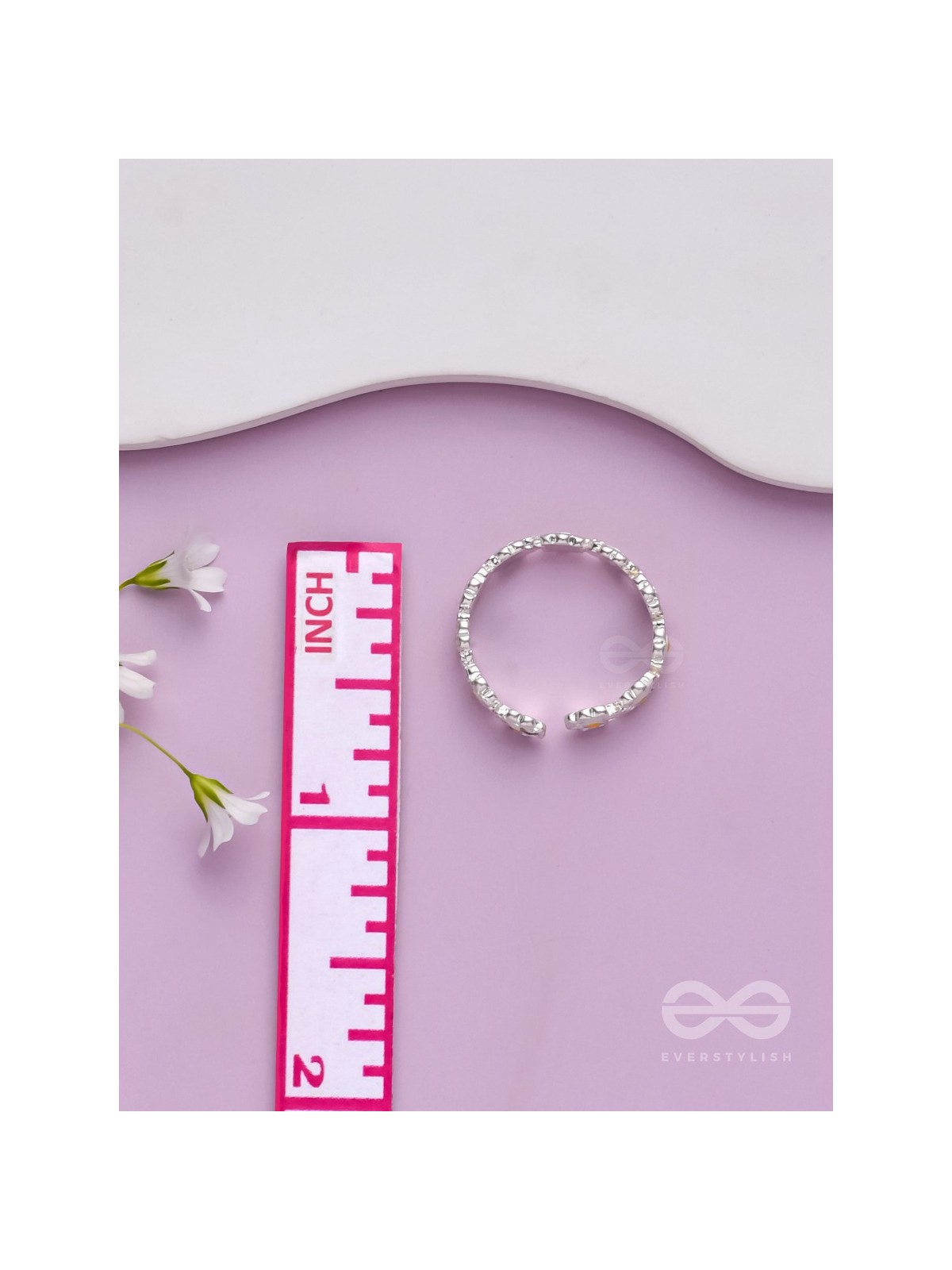 SUNSHINE DAISIES - SILVER RING (ADJUSTABLE)(Yellow)