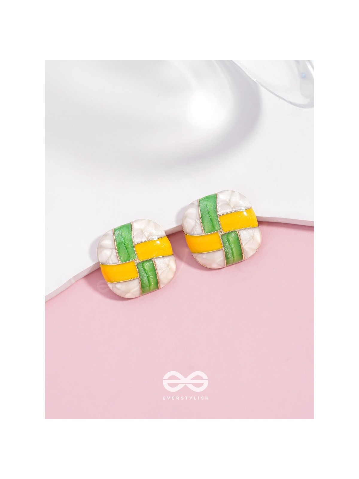 Geometric Puzzles - Enamelled Stud Earrings
