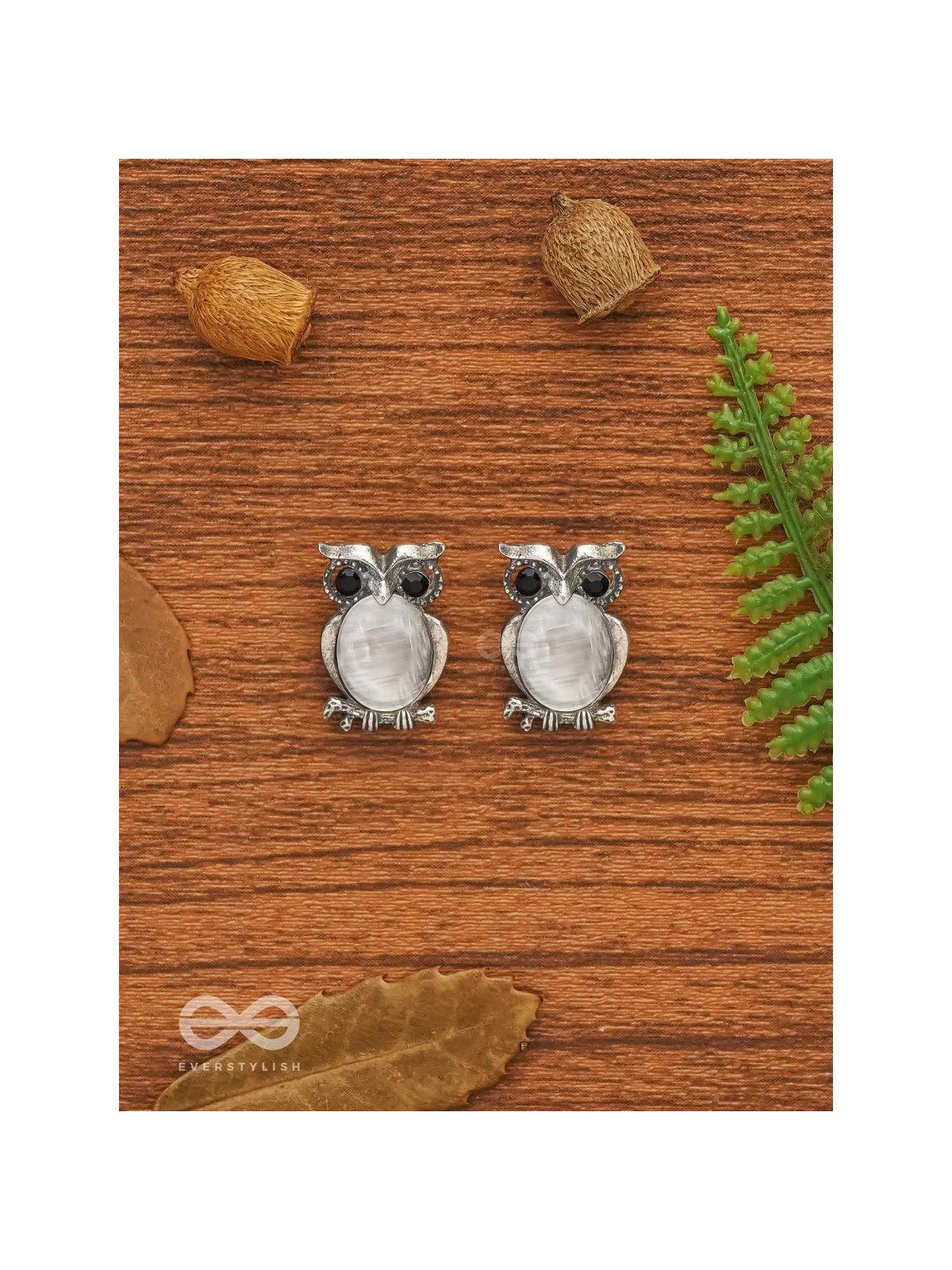 The Little Embellished Owls- Tiny Trinket Earrings(Gray)