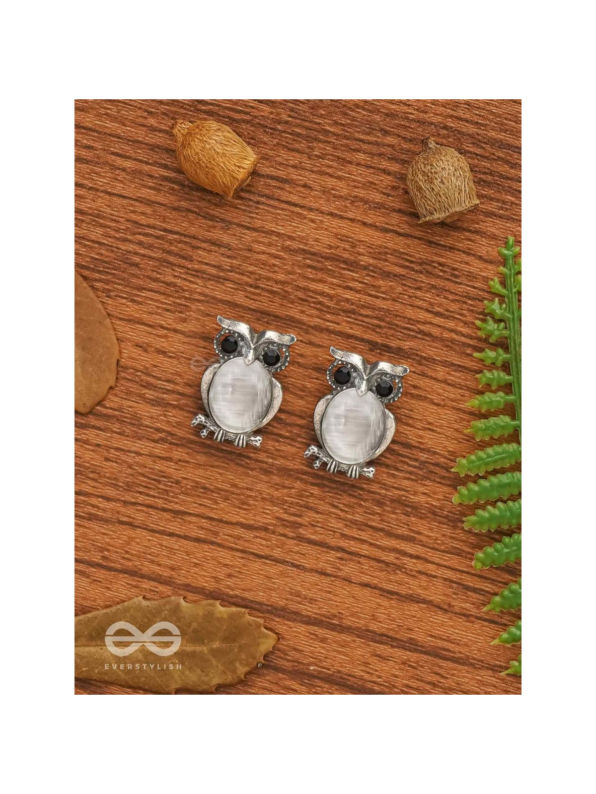 The Little Embellished Owls- Tiny Trinket Earrings(Gray)