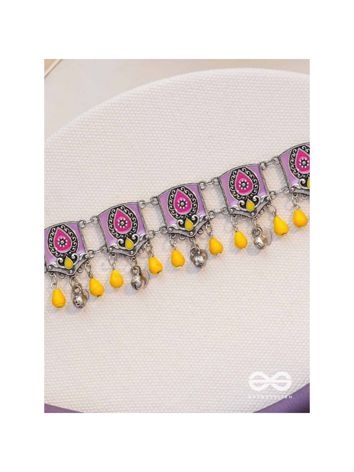 Blushing Marigold- Enamelled Oxidized Neckpiece