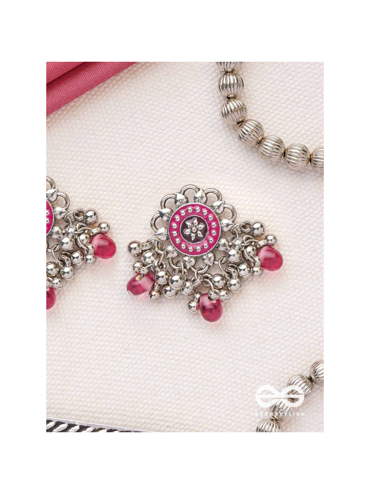 The Silver Talisman- Enamelled Oxidised Earrings