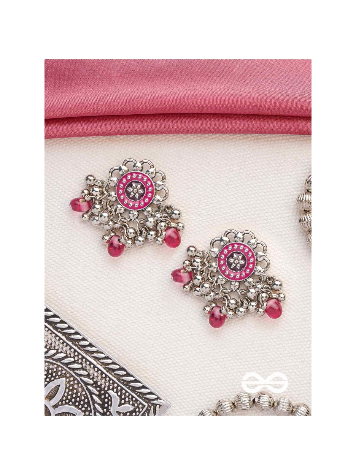 The Silver Talisman- Enamelled Oxidised Earrings