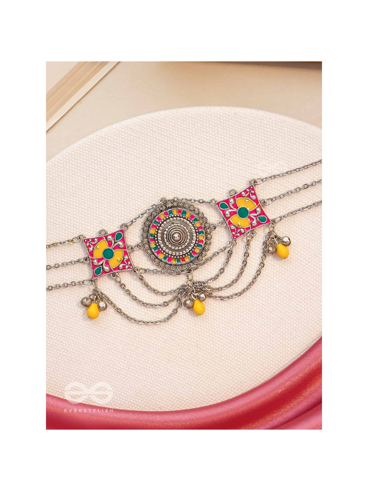 The Vibrant Splash- Enamelled Oxidised Neckpiece