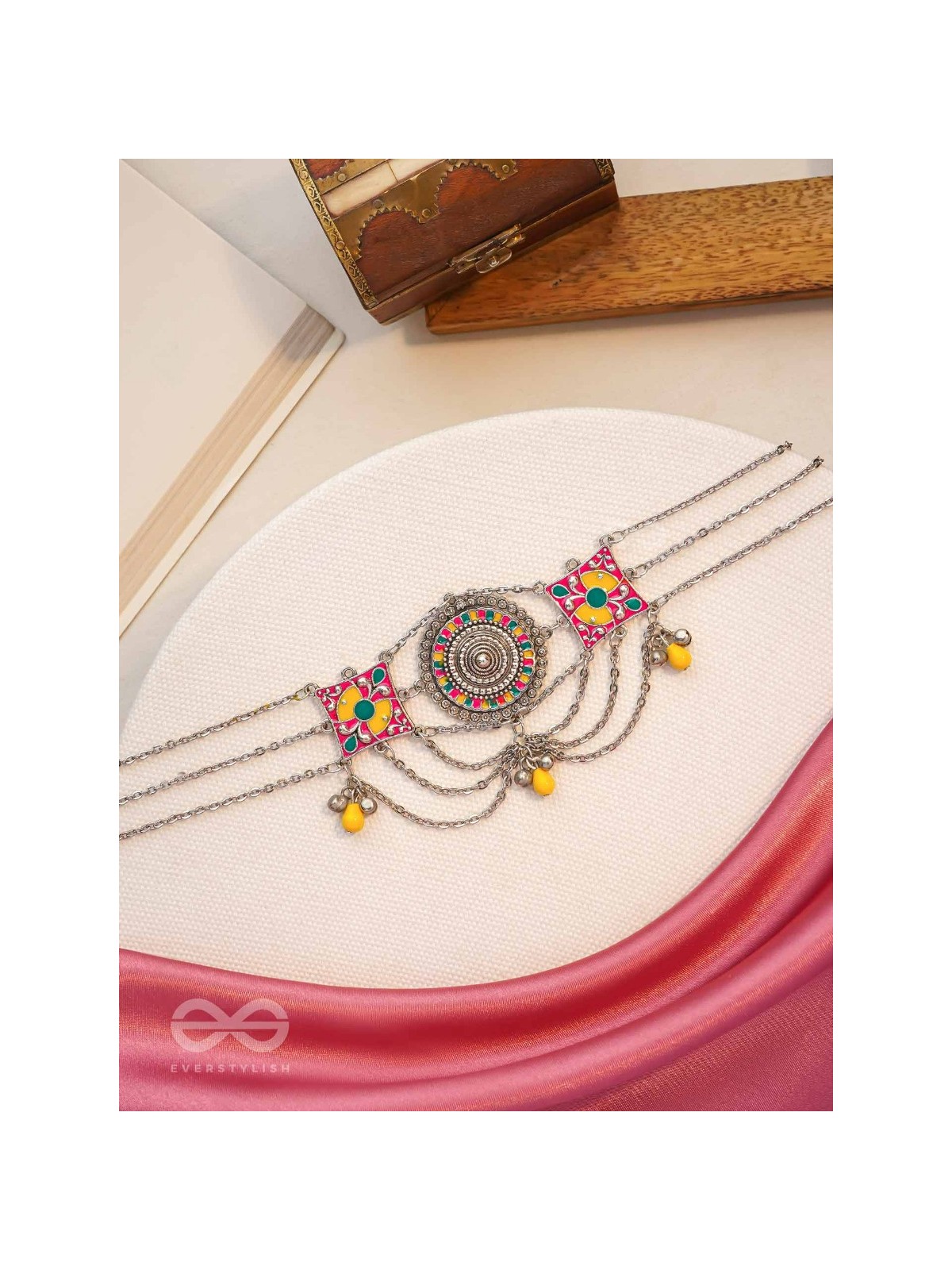 The Vibrant Splash- Enamelled Oxidised Neckpiece