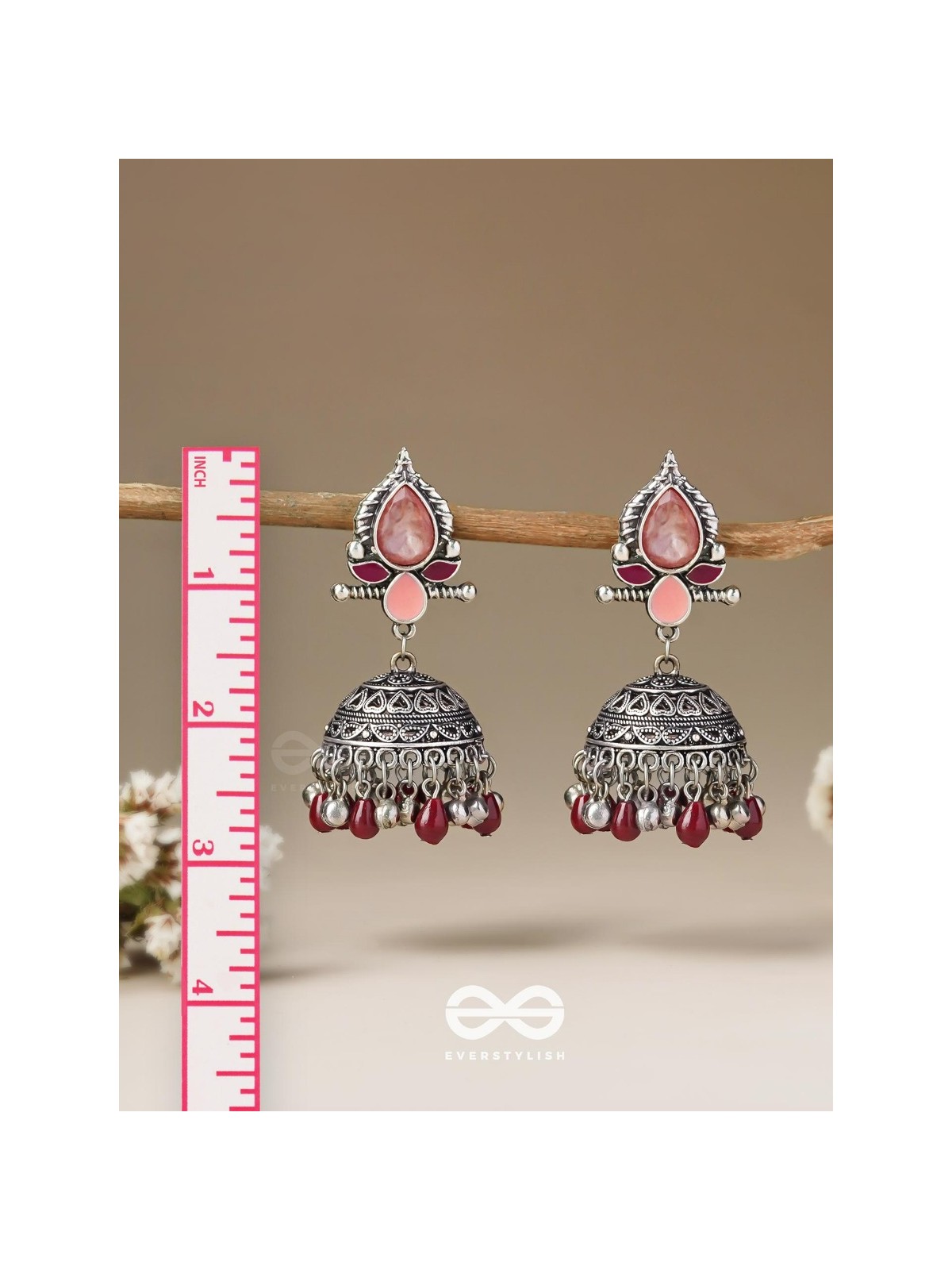 The Shades of Love - Enamelled Oxidised Jhumka Earrings