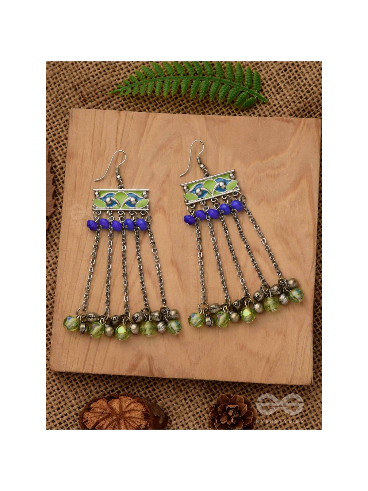 The Flattering Trails- Enamelled Oxidised Earrings