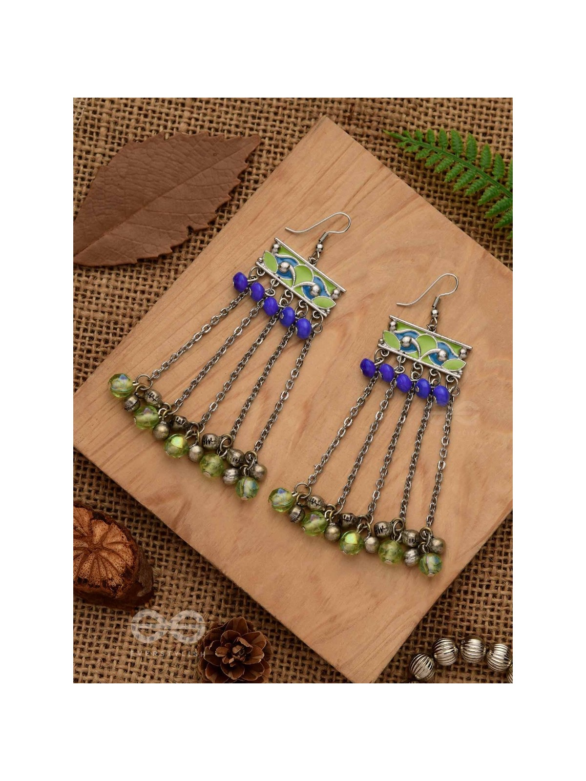 The Flattering Trails- Enamelled Oxidised Earrings