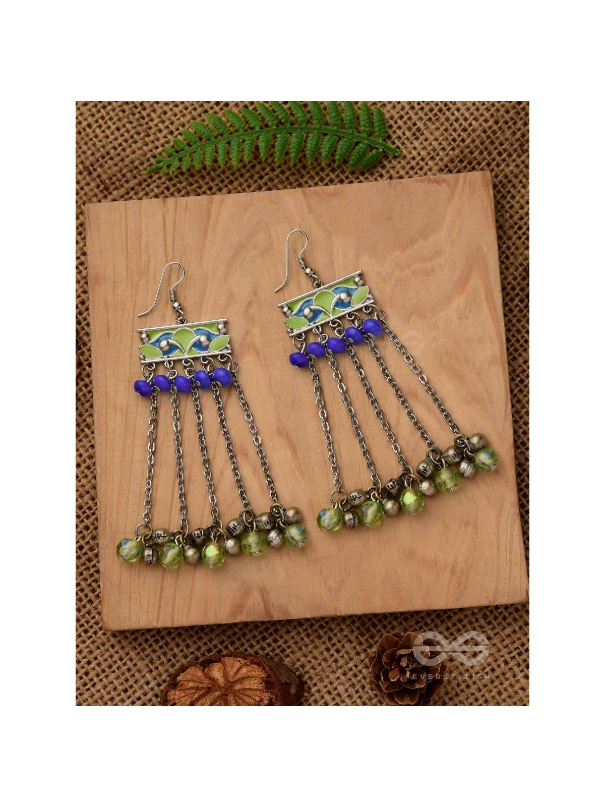 The Flattering Trails- Enamelled Oxidised Earrings