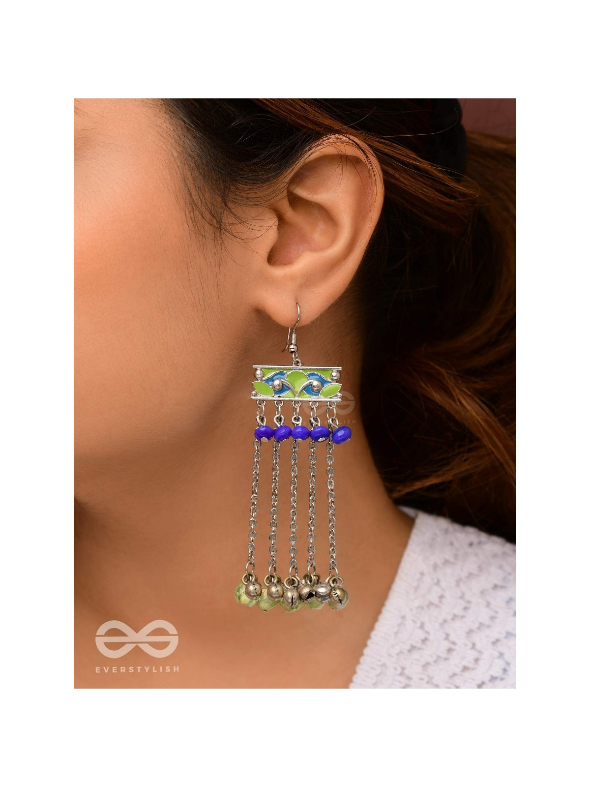 The Flattering Trails- Enamelled Oxidised Earrings