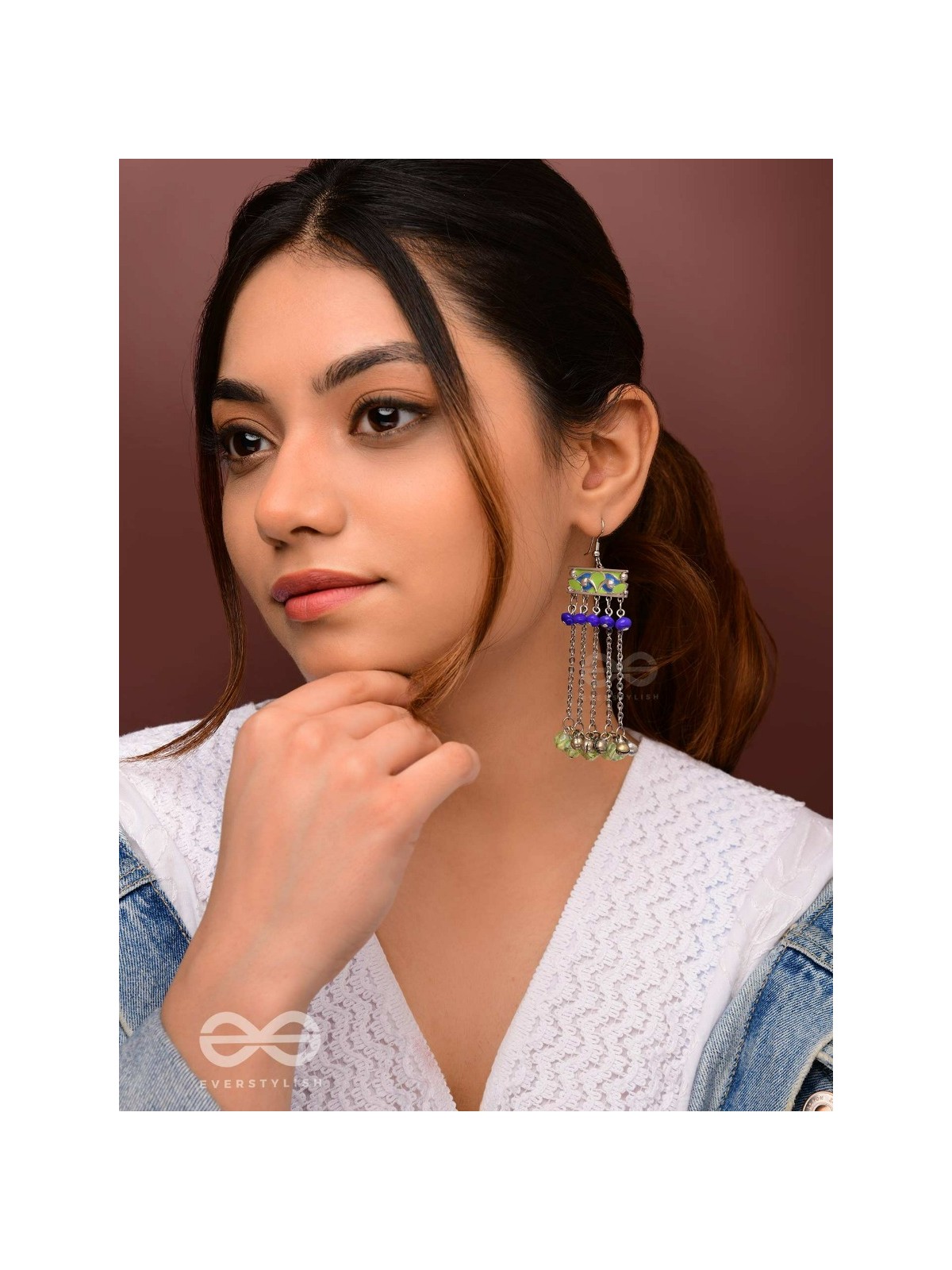 The Flattering Trails- Enamelled Oxidised Earrings