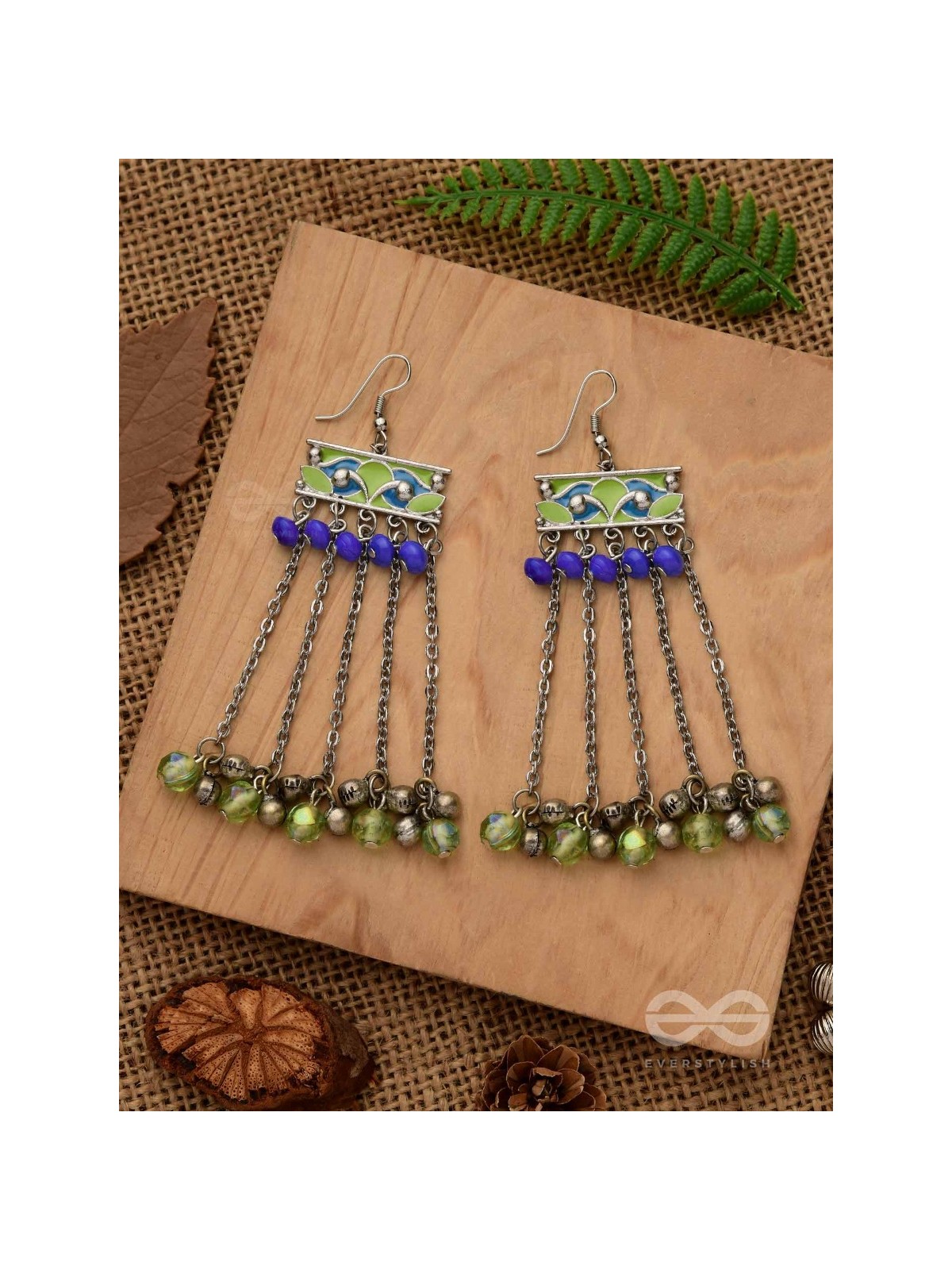 The Flattering Trails- Enamelled Oxidised Earrings